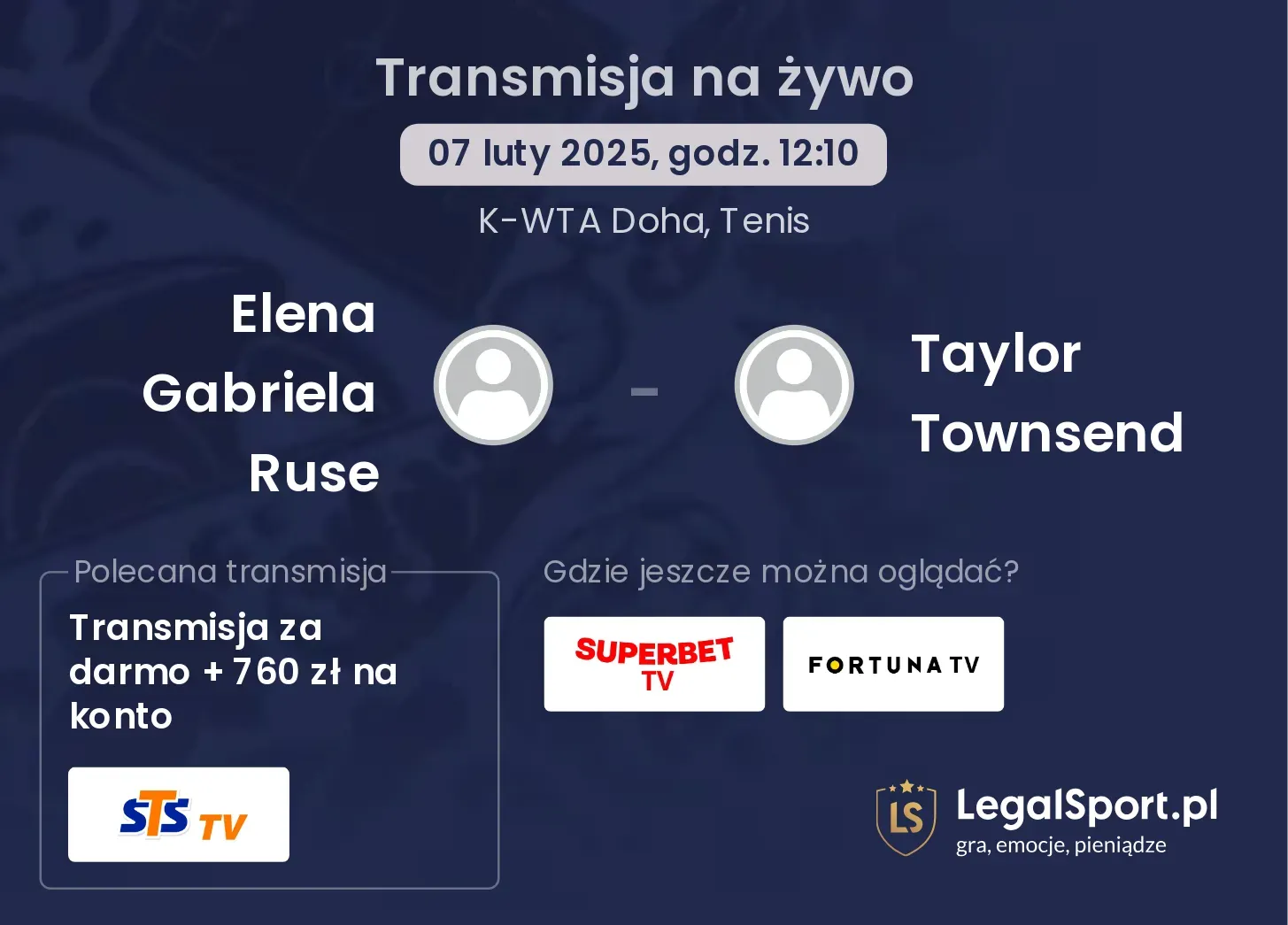 Elena Gabriela Ruse - Taylor Townsend transmisja na żywo