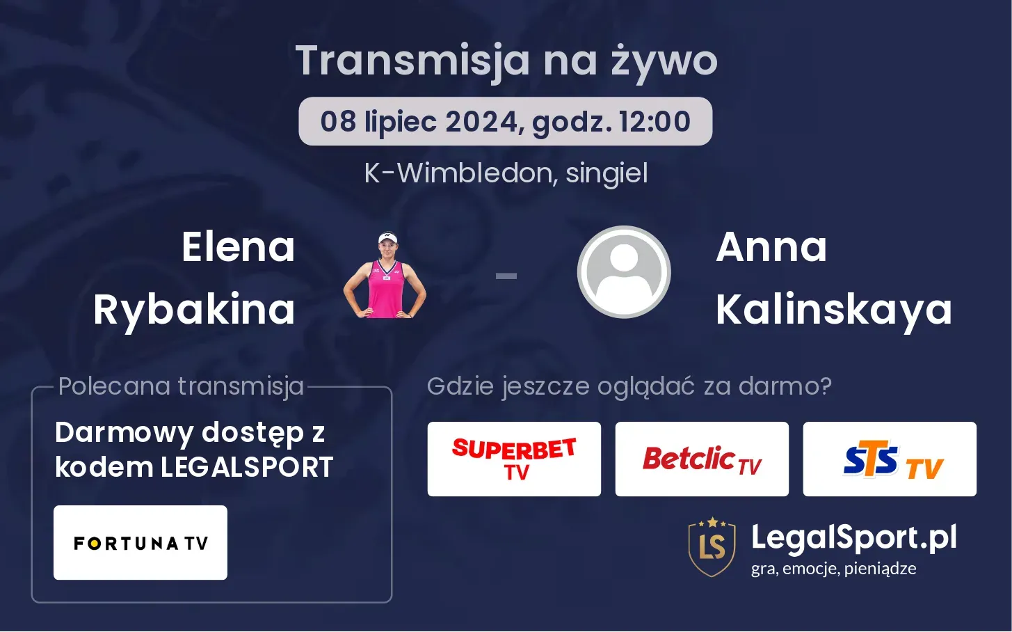 Elena Rybakina - Anna Kalinskaya transmisja na żywo