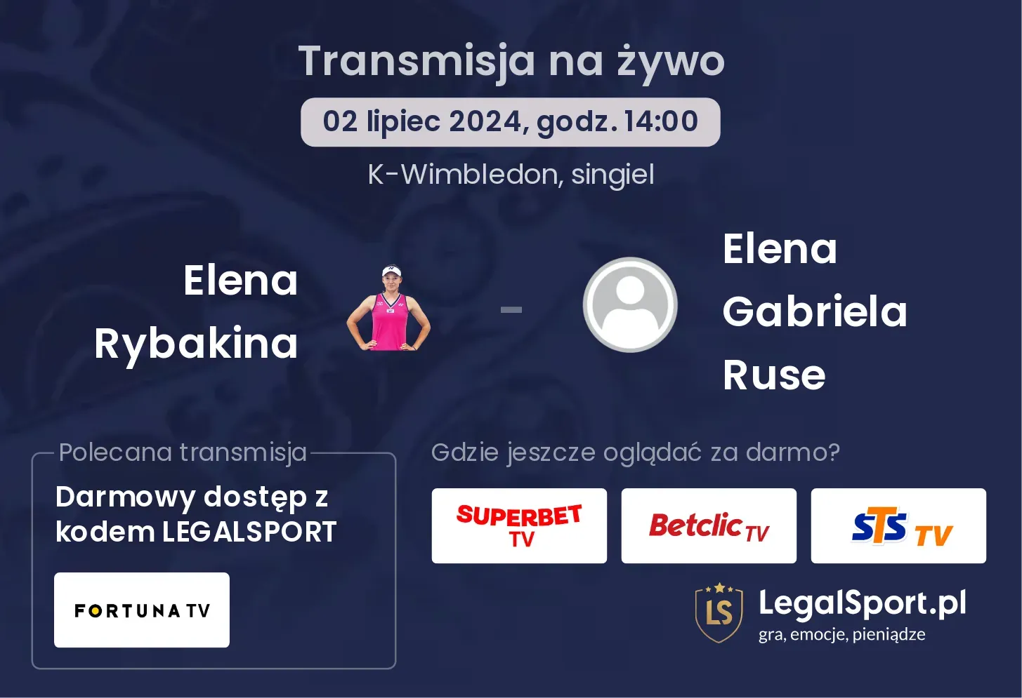 Elena Rybakina - Elena Gabriela Ruse transmisja na żywo