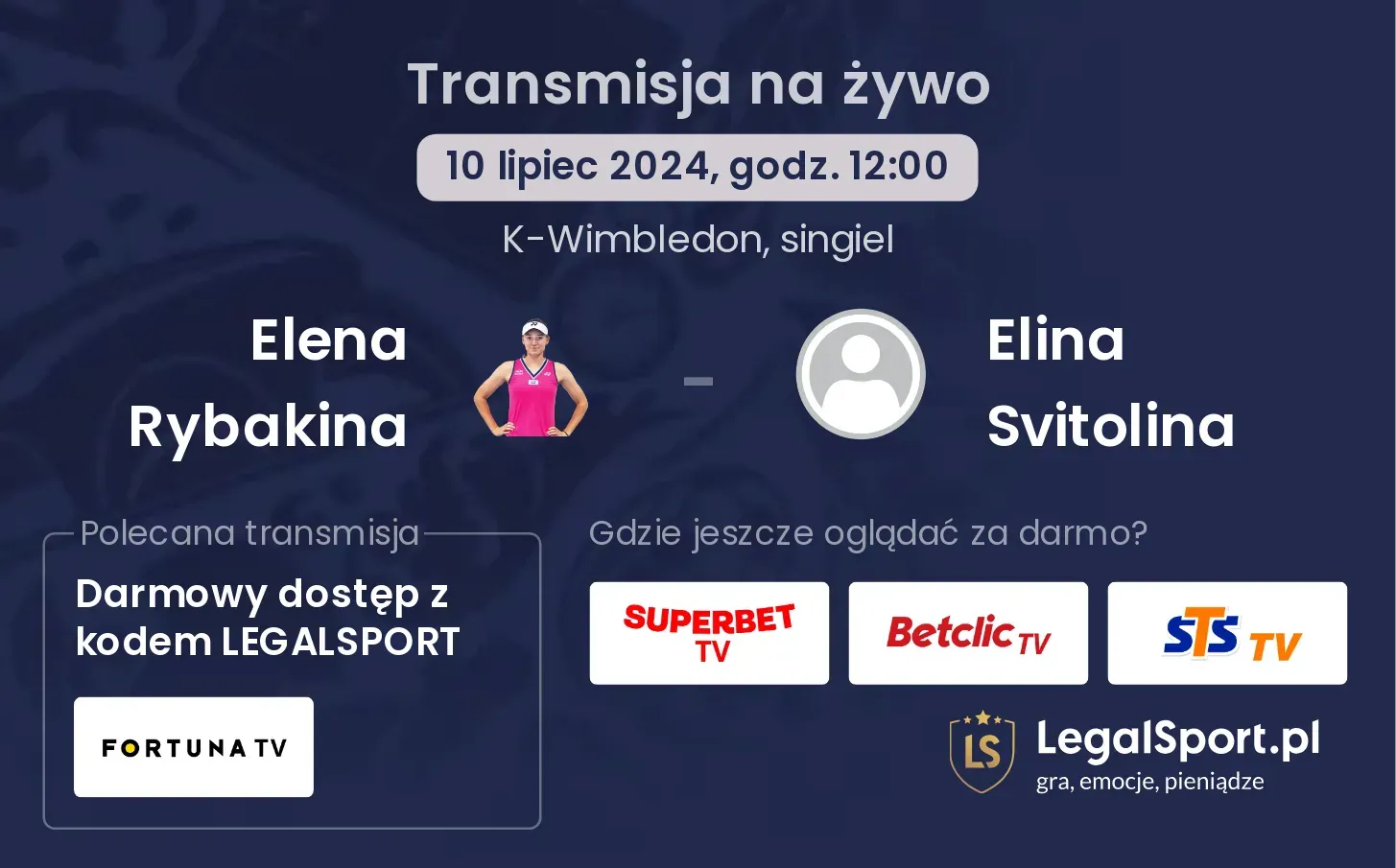 Elena Rybakina - Elina Svitolina transmisja na żywo