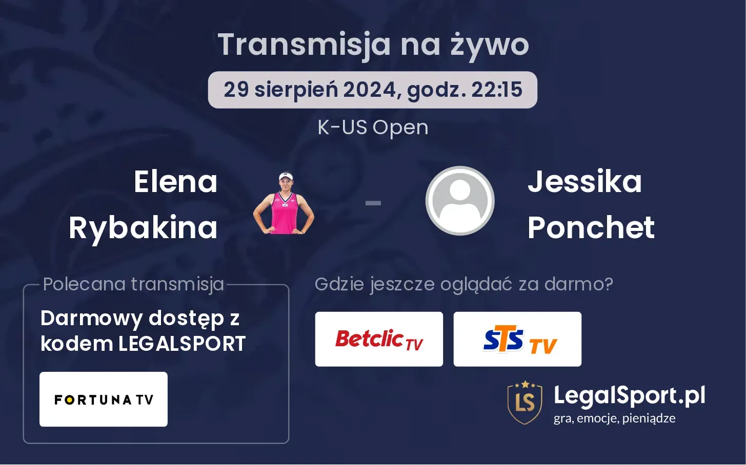 Elena Rybakina - Jessika Ponchet transmisja na żywo