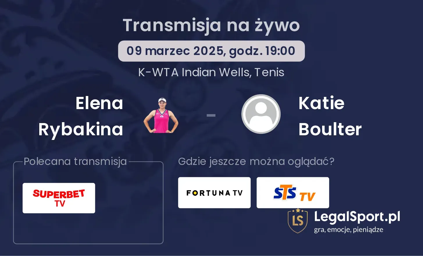 Elena Rybakina - Katie Boulter transmisja na żywo