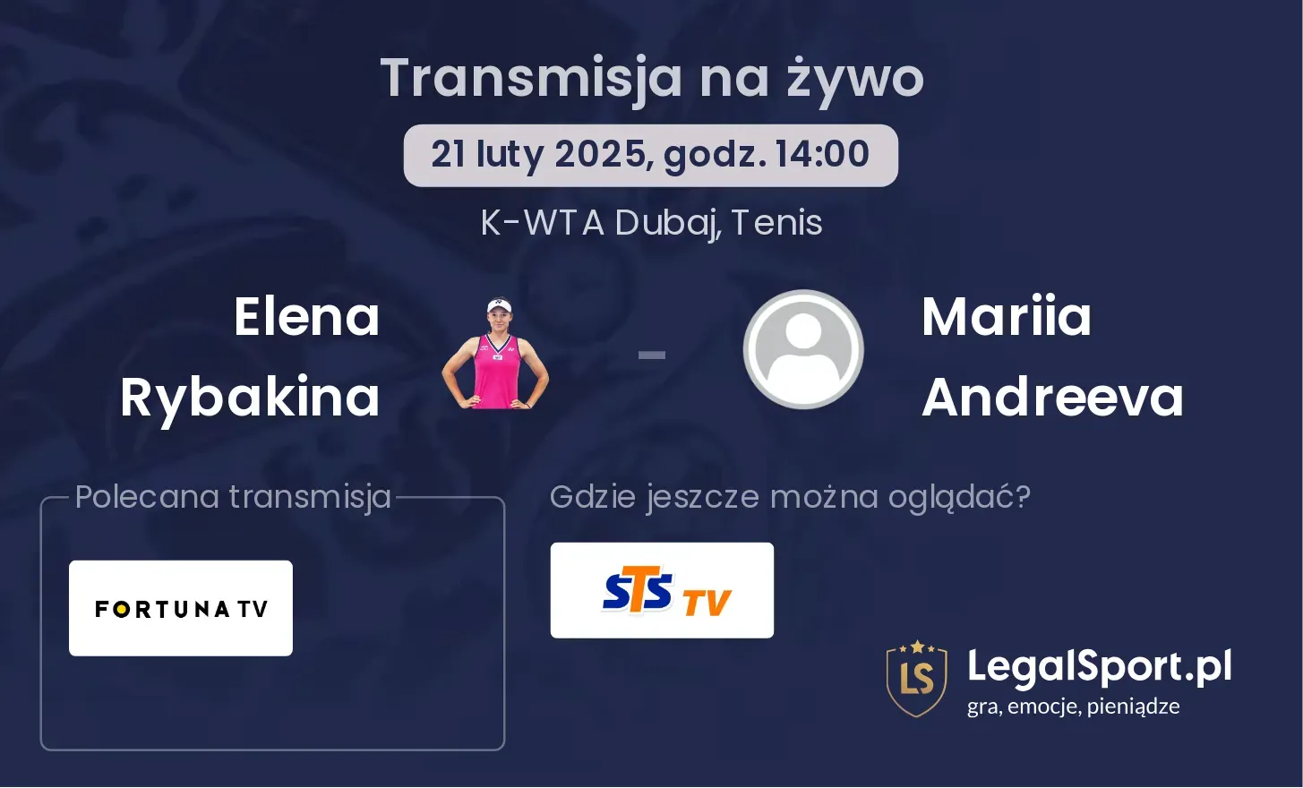 Elena Rybakina - Mariia Andreeva transmisja na żywo