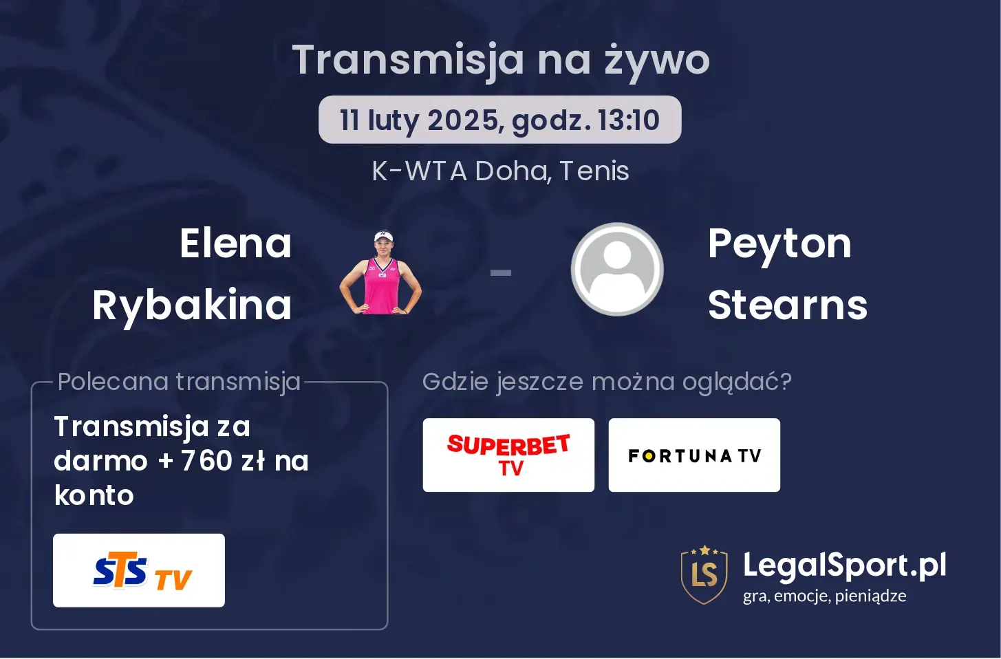 Elena Rybakina - Peyton Stearns transmisja na żywo