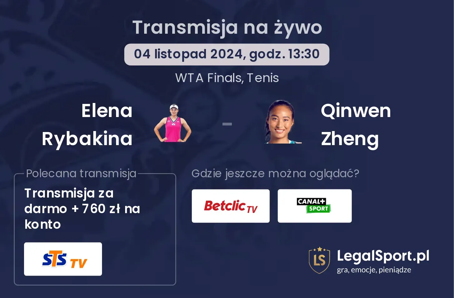 Elena Rybakina - Qinwen Zheng transmisja na żywo