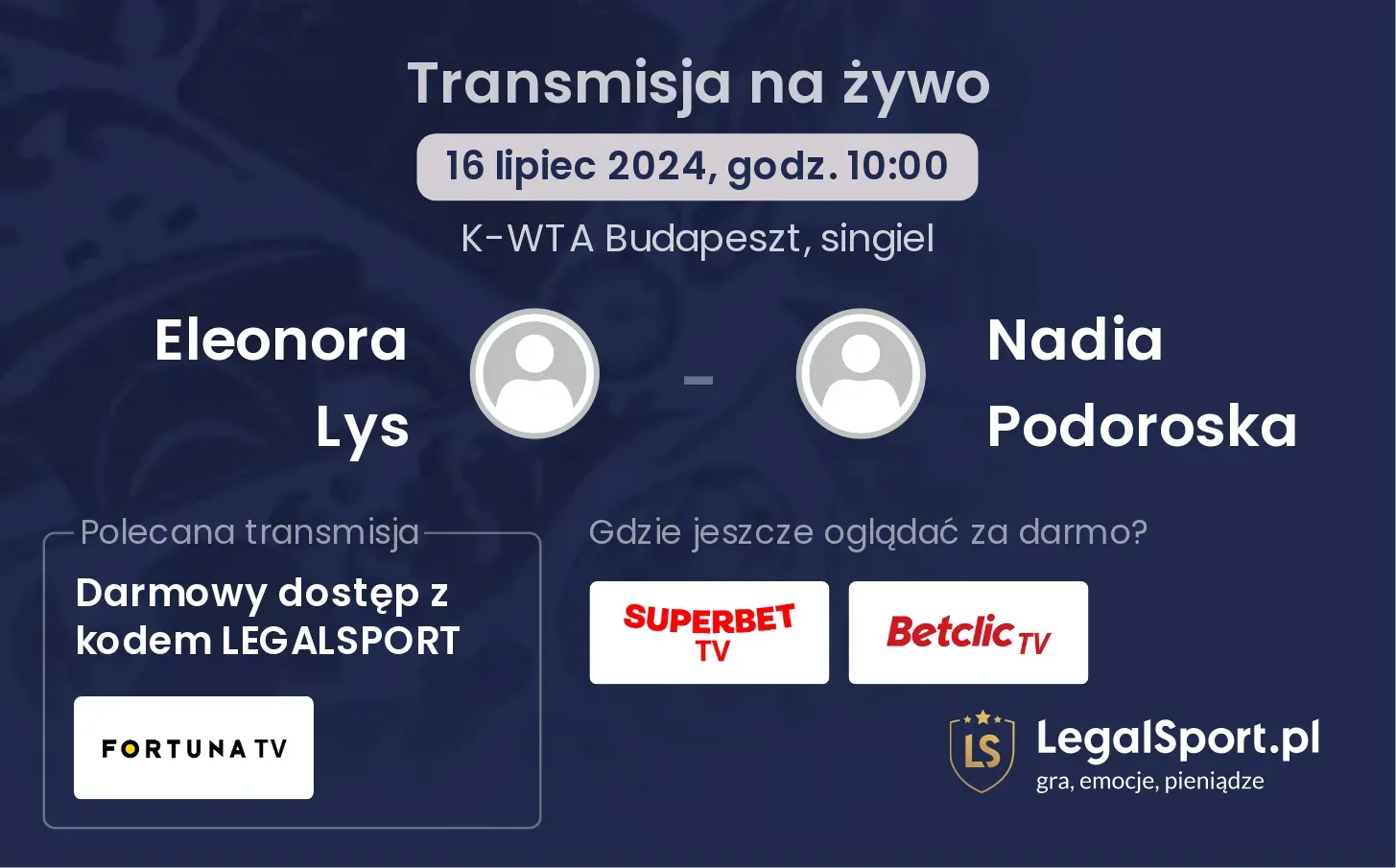 Eleonora Lys - Nadia Podoroska transmisja na żywo