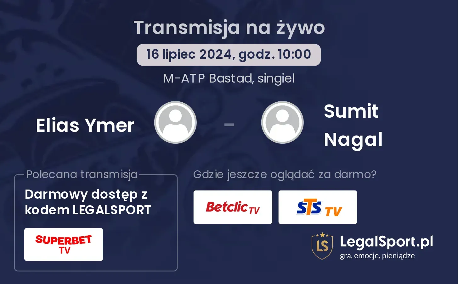 Elias Ymer - Sumit Nagal gdzie oglądać? Transmisja online za darmo (16.07, godz. 10:00)