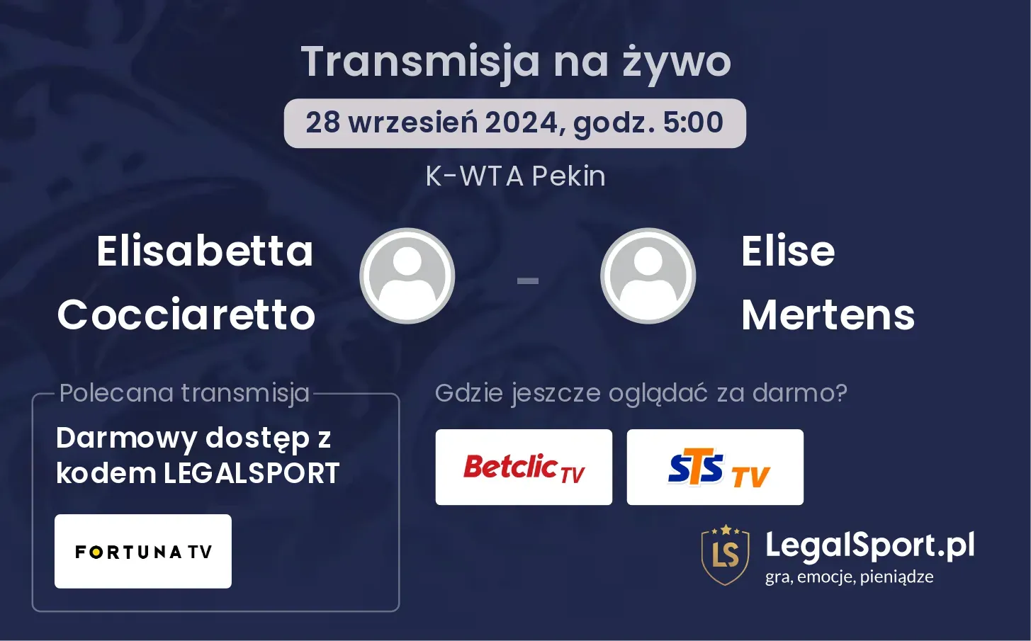 Elisabetta Cocciaretto - Elise Mertens gdzie oglądać? 28.09, godz. 05:00