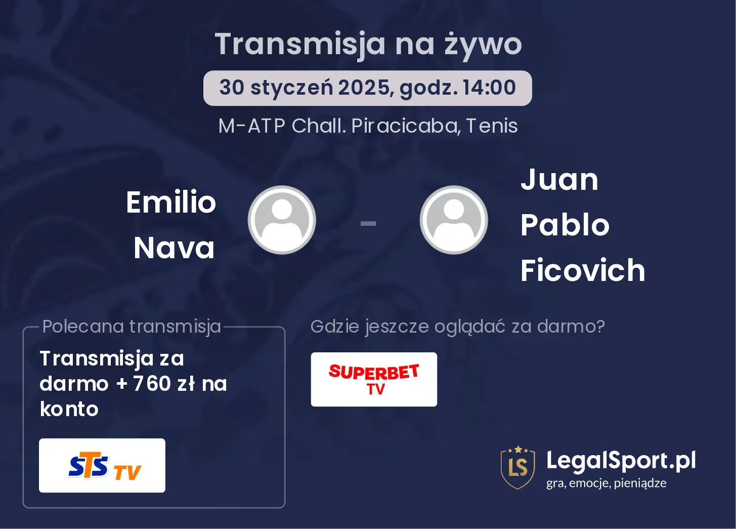 Emilio Nava - Juan Pablo Ficovich transmisja na żywo