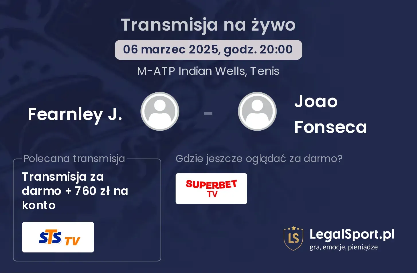 Fearnley J. - Joao Fonseca transmisja na żywo