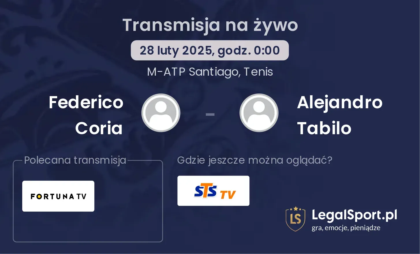 Federico Coria - Alejandro Tabilo gdzie oglądać transmisję?