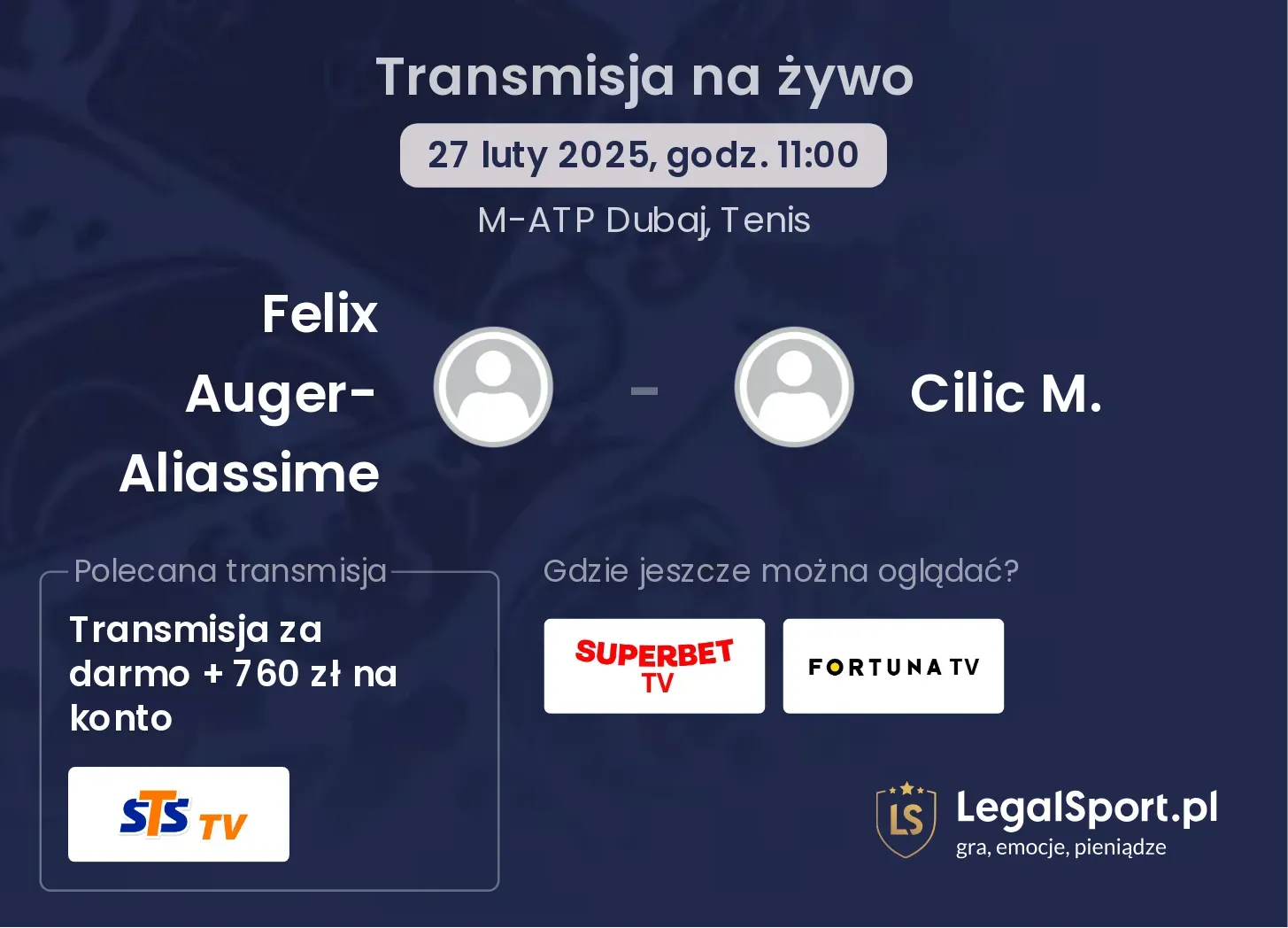 Felix Auger-Aliassime - Cilic M. transmisja na żywo