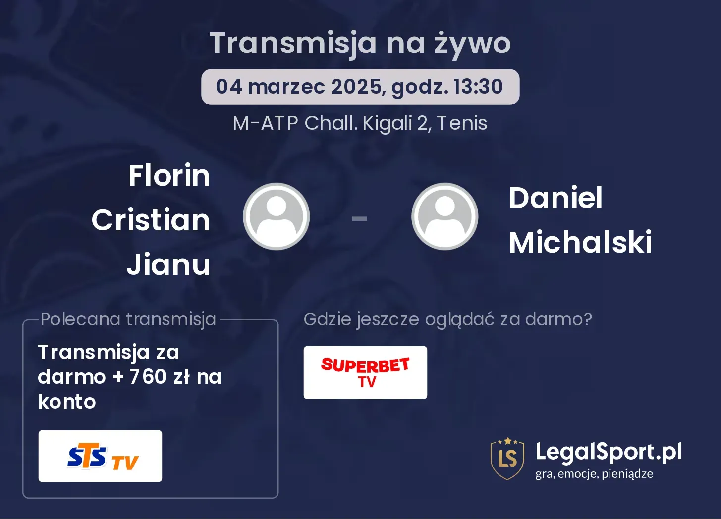 Florin Cristian Jianu - Daniel Michalski transmisja na żywo