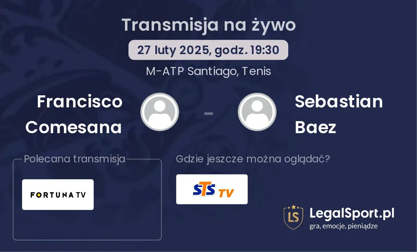 Francisco Comesana - Sebastian Baez gdzie oglądać transmisję?