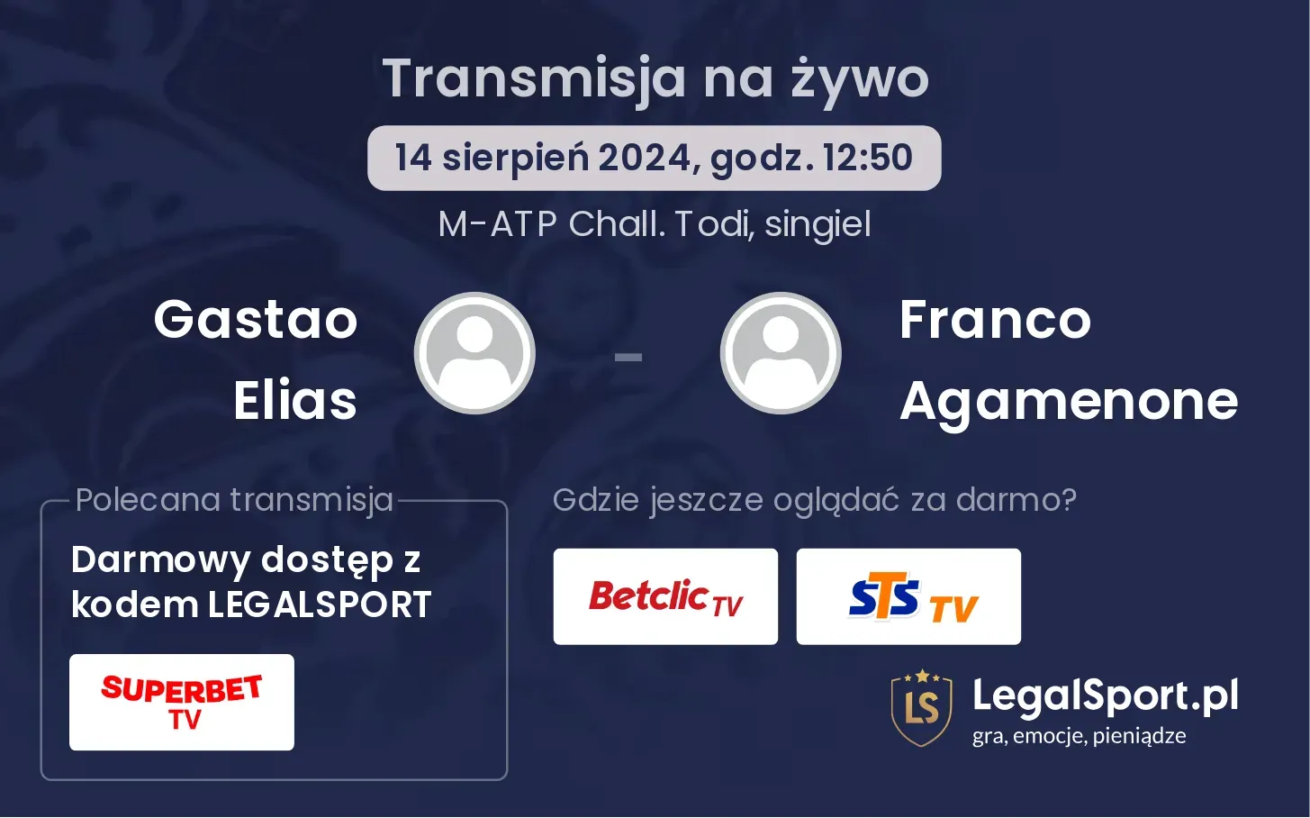 Gastao Elias - Franco Agamenone transmisja na żywo