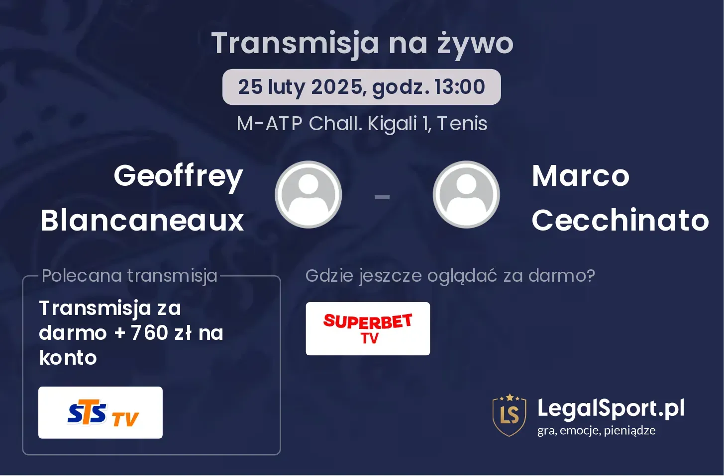 Geoffrey Blancaneaux - Marco Cecchinato transmisja na żywo