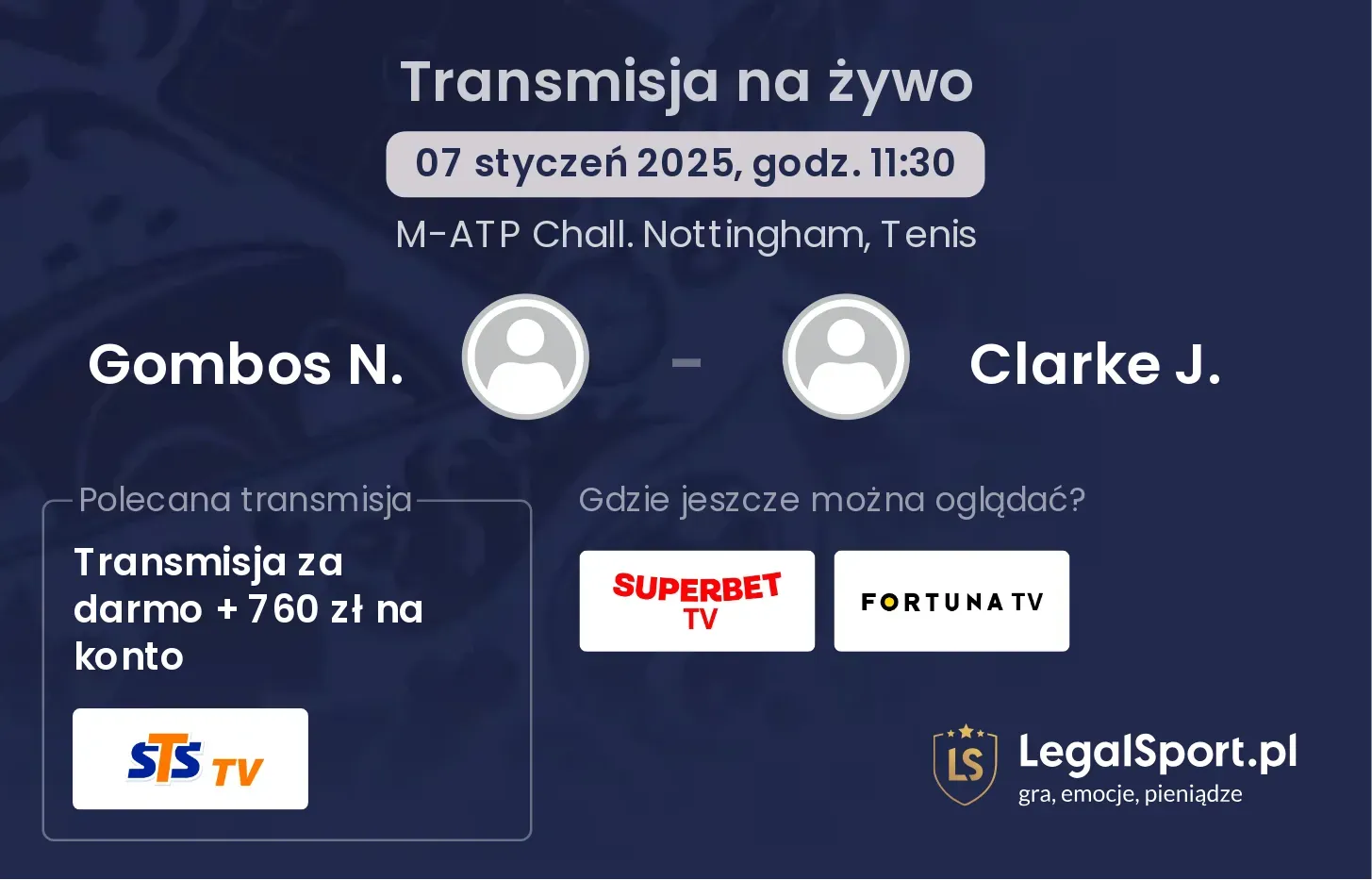 Gombos N. - Clarke J. transmisja na żywo