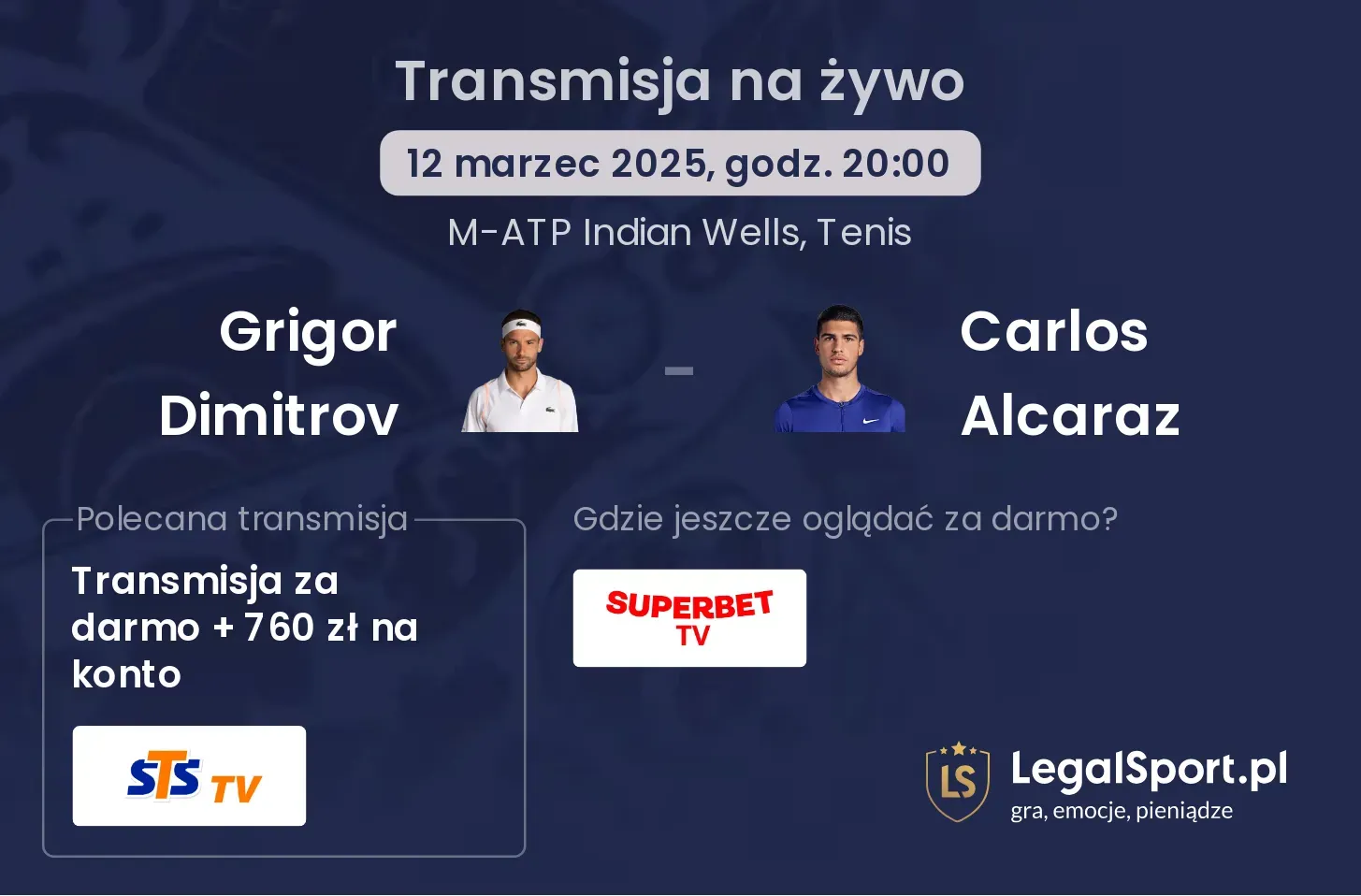 Grigor Dimitrov - Carlos Alcaraz transmisja na żywo