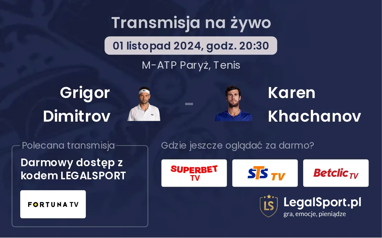 Grigor Dimitrov - Karen Khachanov transmisja na żywo