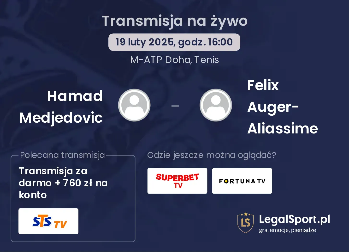 Hamad Medjedovic - Felix Auger-Aliassime transmisja na żywo