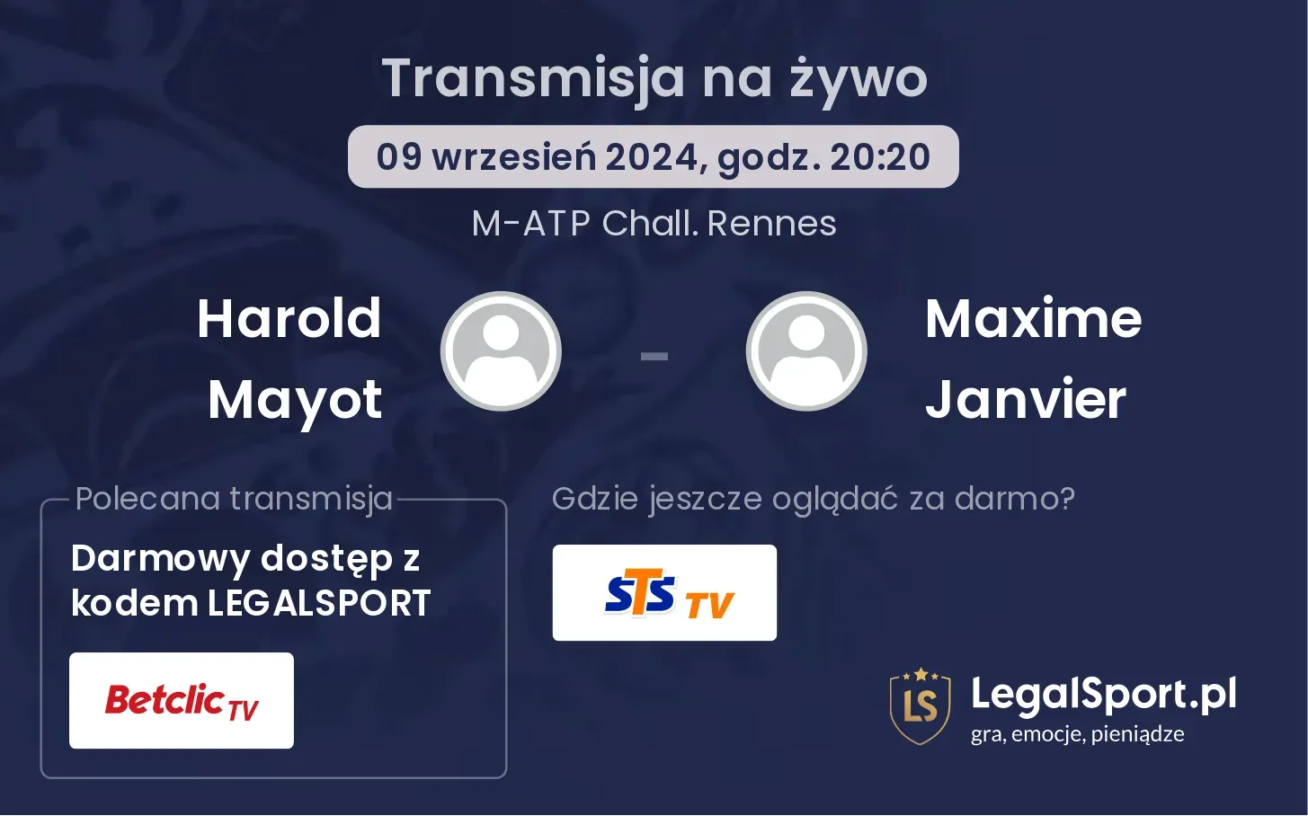 Harold Mayot - Maxime Janvier transmisja na żywo