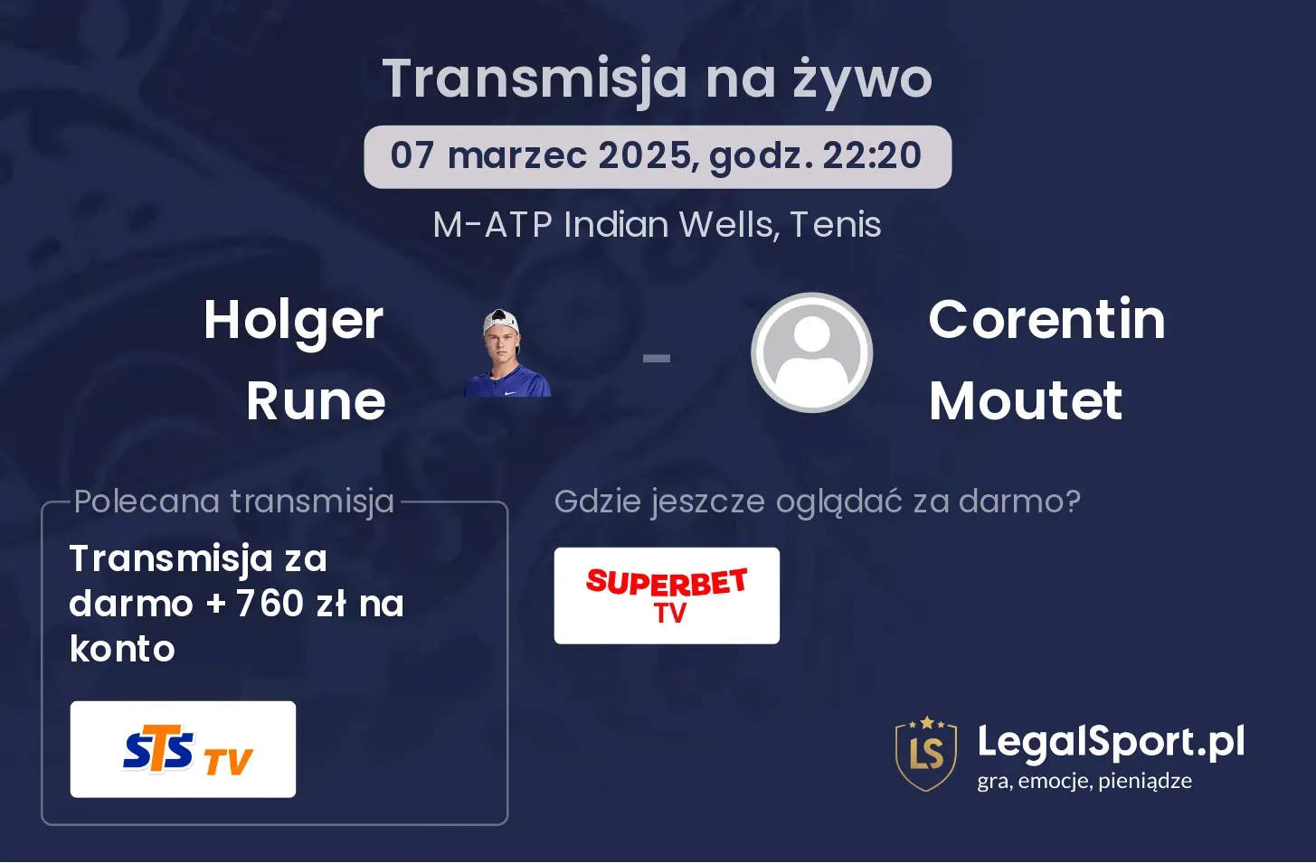 Holger Rune - Corentin Moutet transmisja na żywo