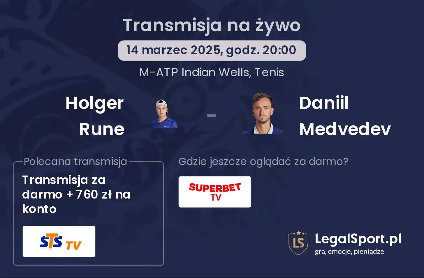 Holger Rune - Daniil Medvedev transmisja na żywo