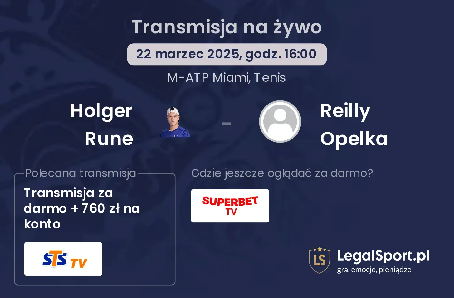 Holger Rune - Reilly Opelka gdzie oglądać transmisję?