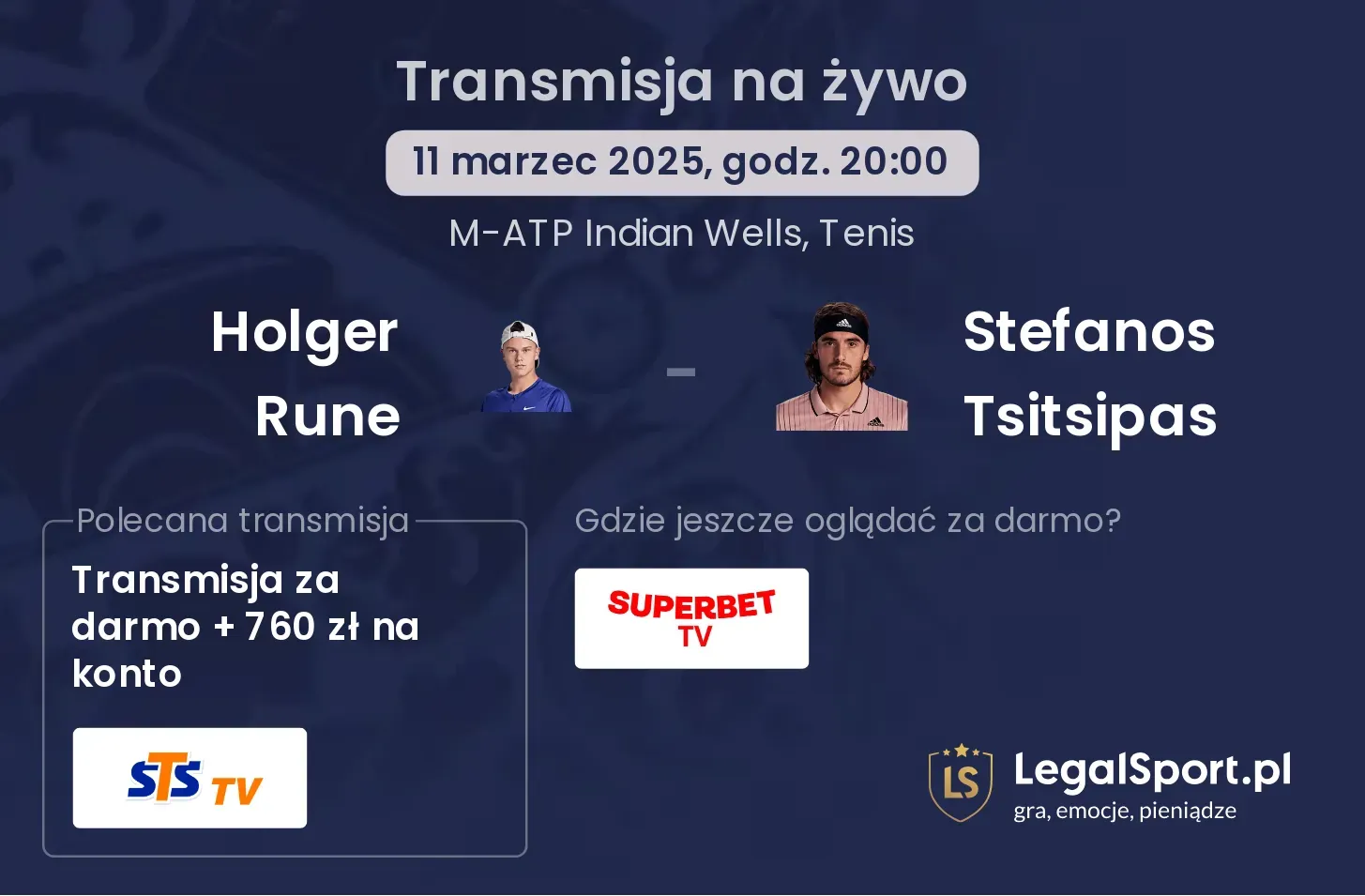 Holger Rune - Stefanos Tsitsipas transmisja na żywo