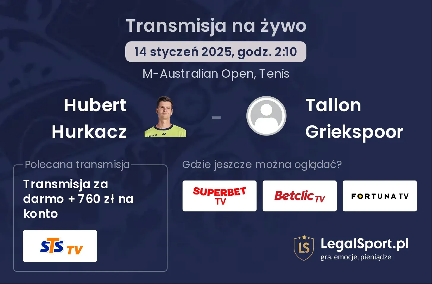 Hubert Hurkacz - Tallon Griekspoor gdzie oglądać?