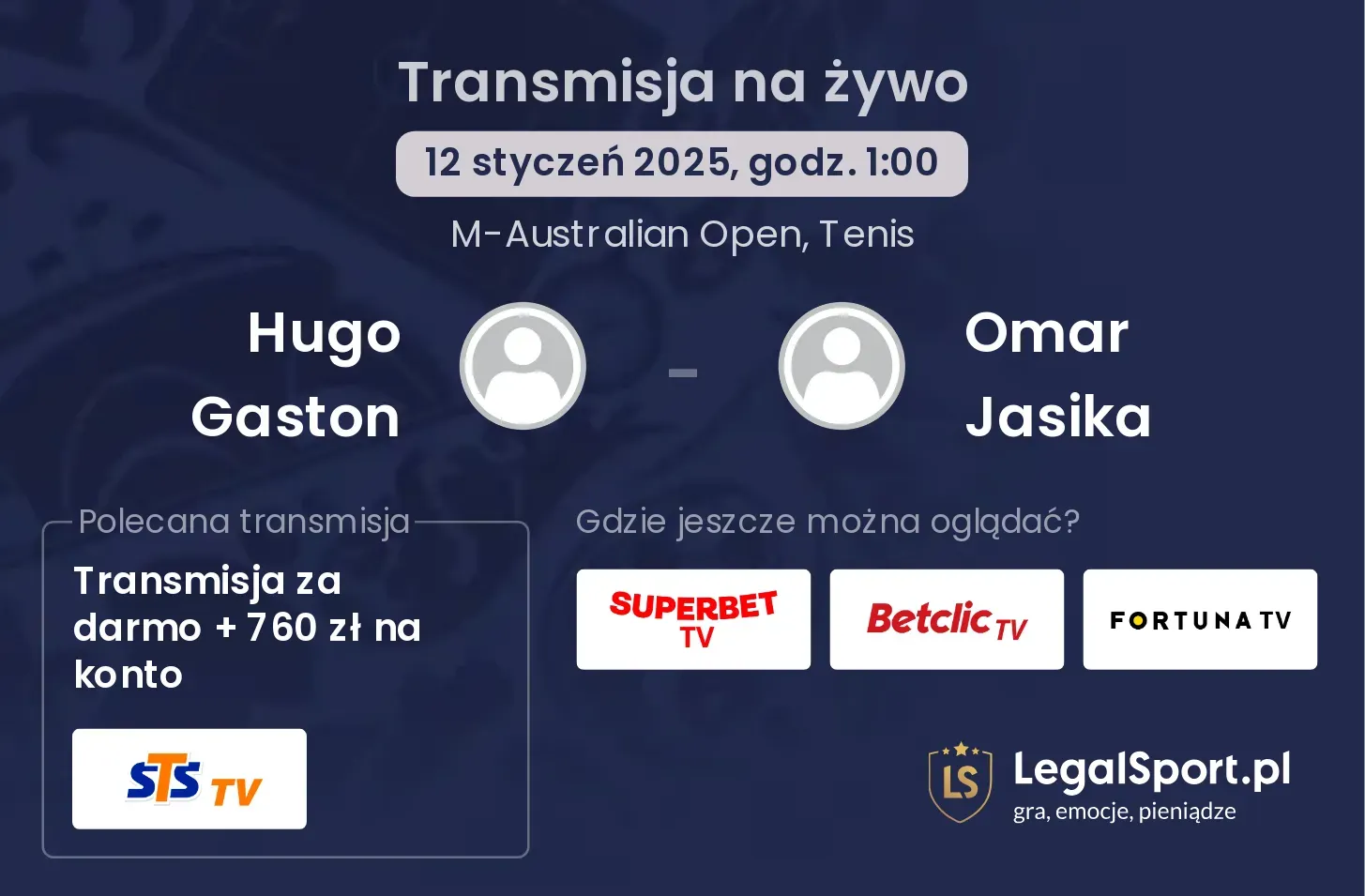 Hugo Gaston - Omar Jasika transmisja na żywo