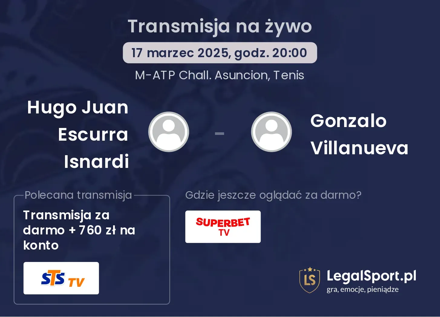 Hugo Juan Escurra Isnardi - Gonzalo Villanueva transmisja na żywo