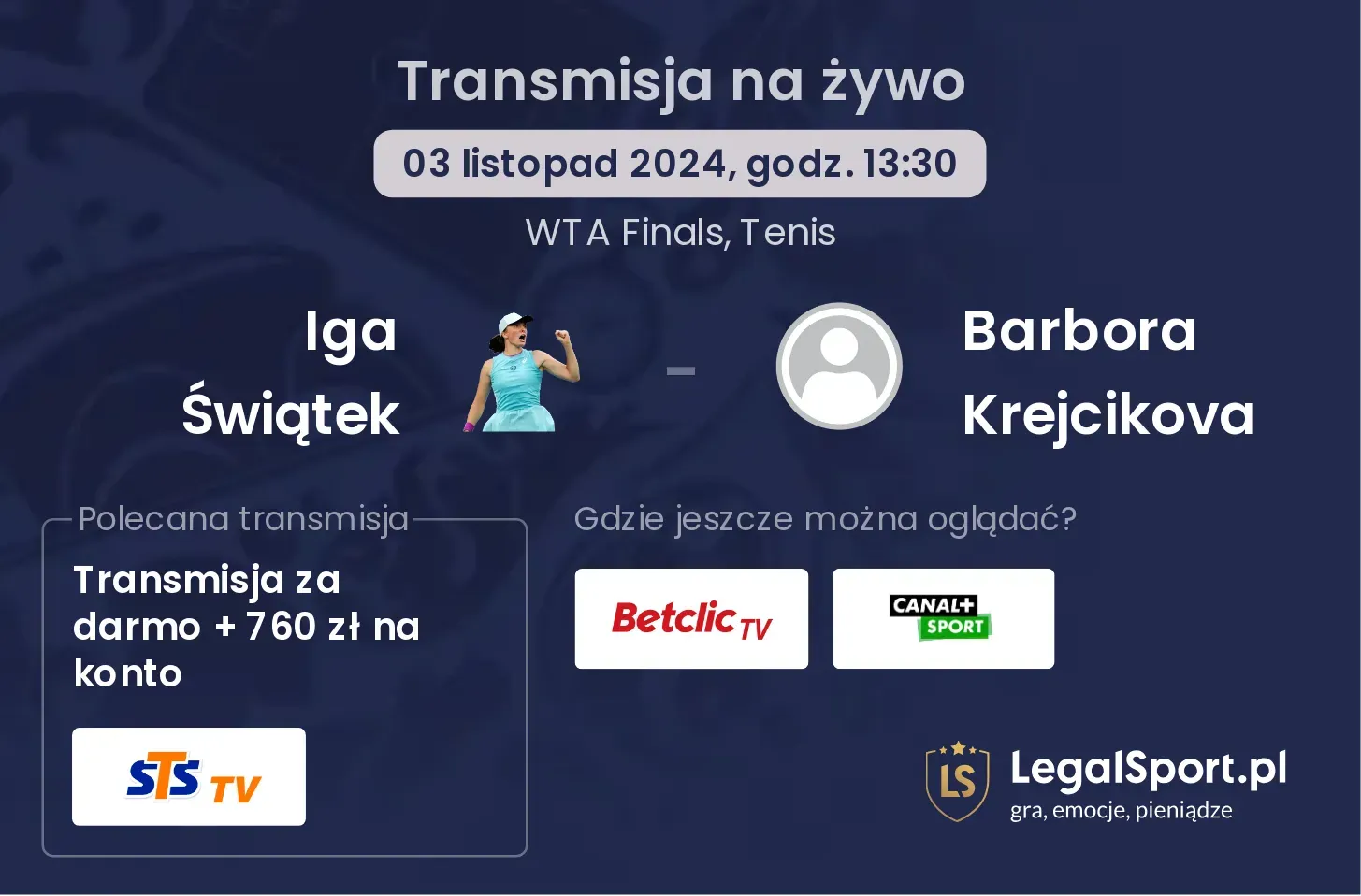 Iga Świątek - Barbora Krejcikova transmisja na żywo