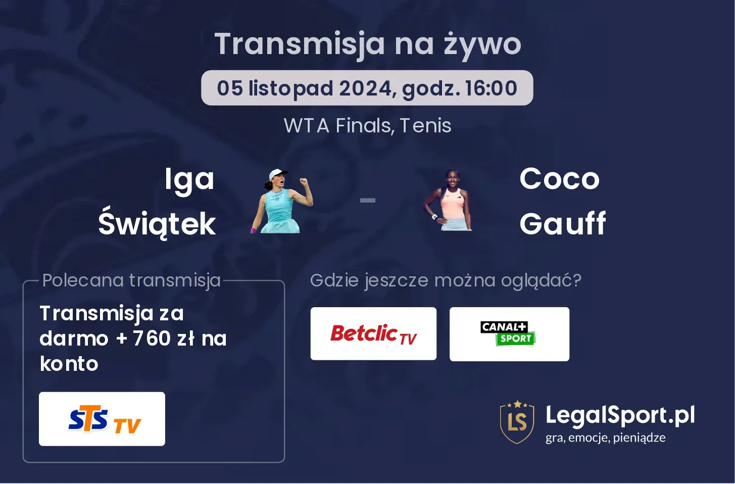 Iga Świątek - Coco Gauff transmisja na żywo