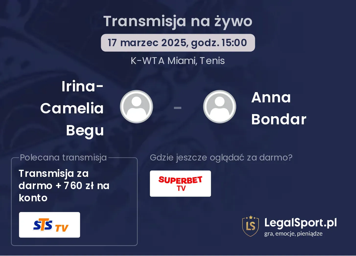 Irina-Camelia Begu - Anna Bondar transmisja na żywo