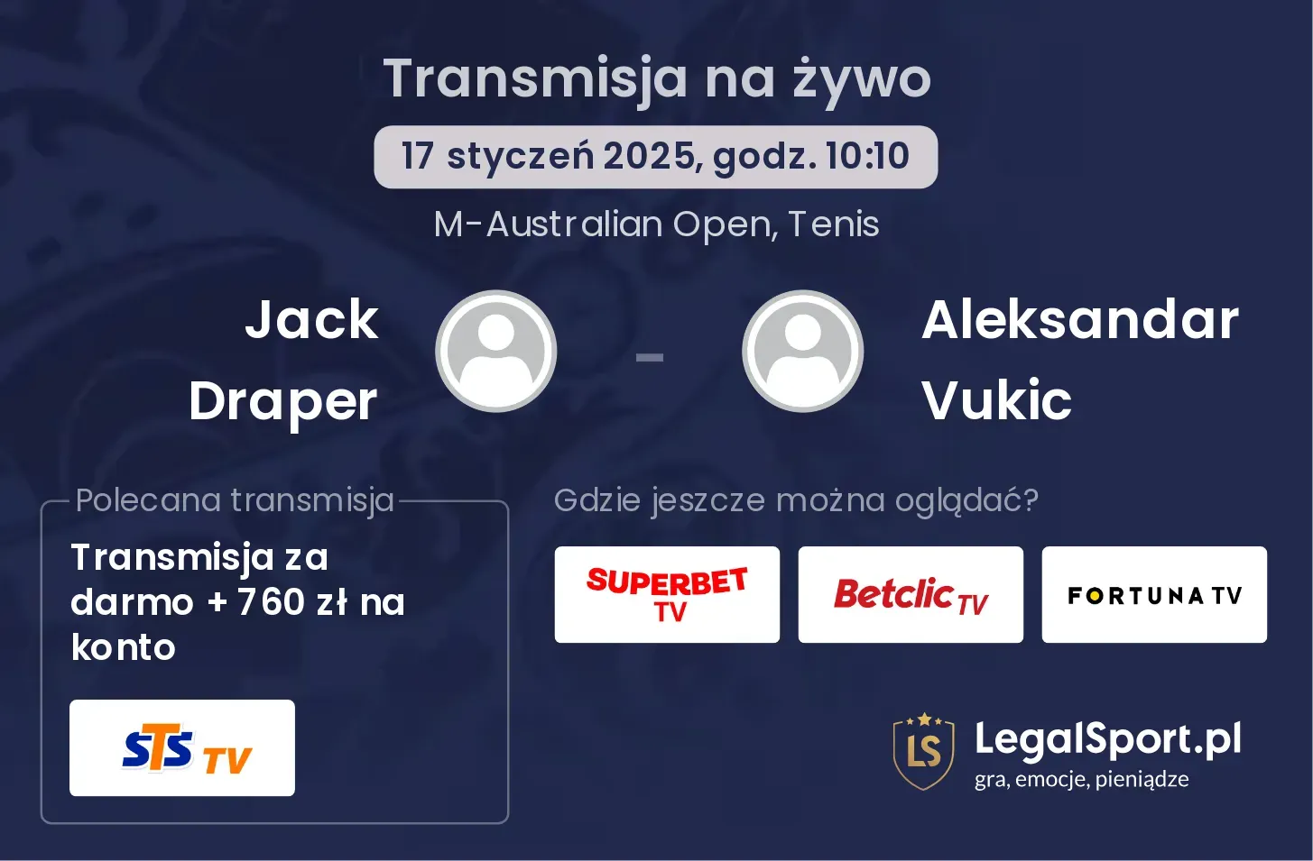 Jack Draper - Aleksandar Vukic transmisja na żywo