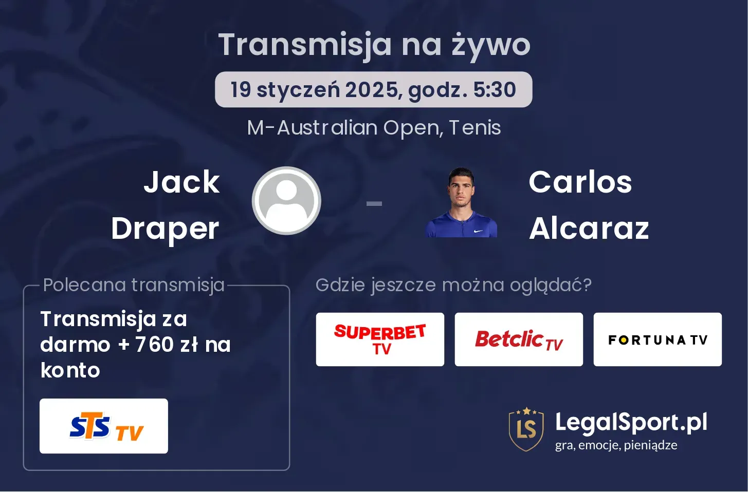 Jack Draper - Carlos Alcaraz transmisja na żywo