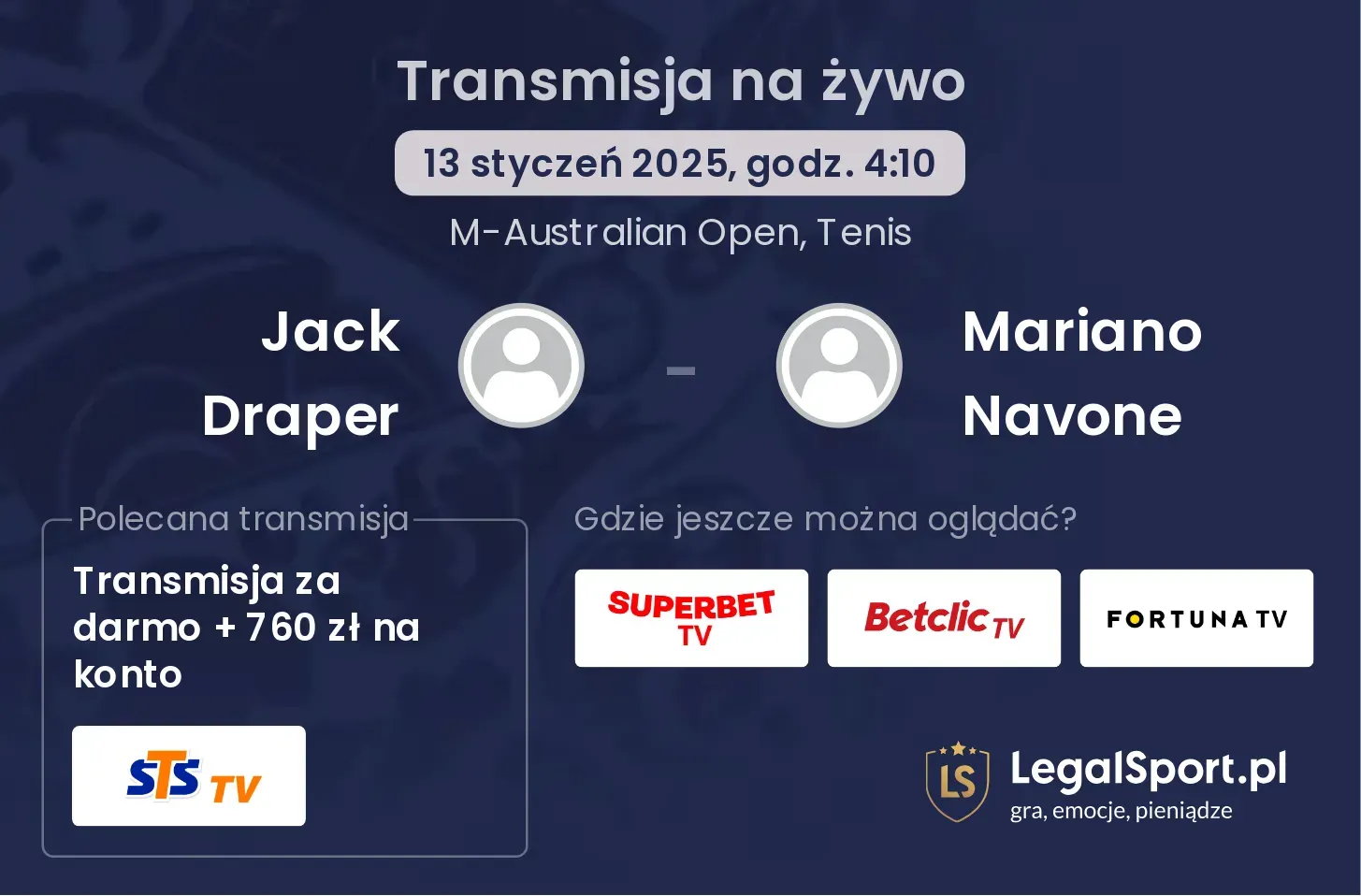 Jack Draper - Mariano Navone transmisja na żywo