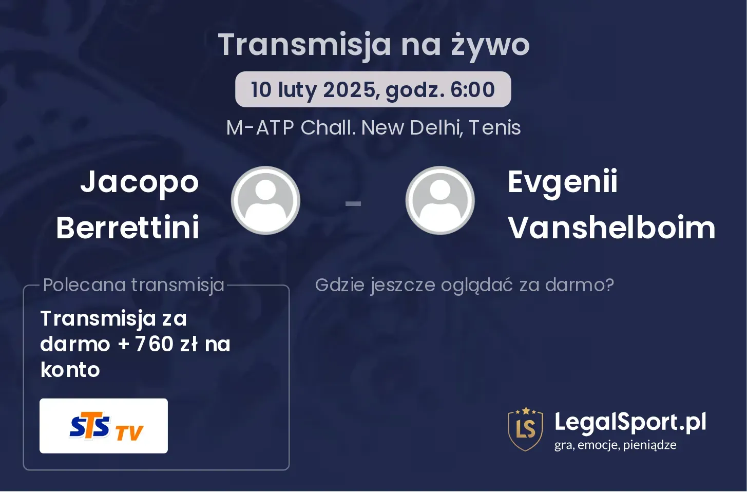 Jacopo Berrettini - Evgenii Vanshelboim gdzie oglądać?