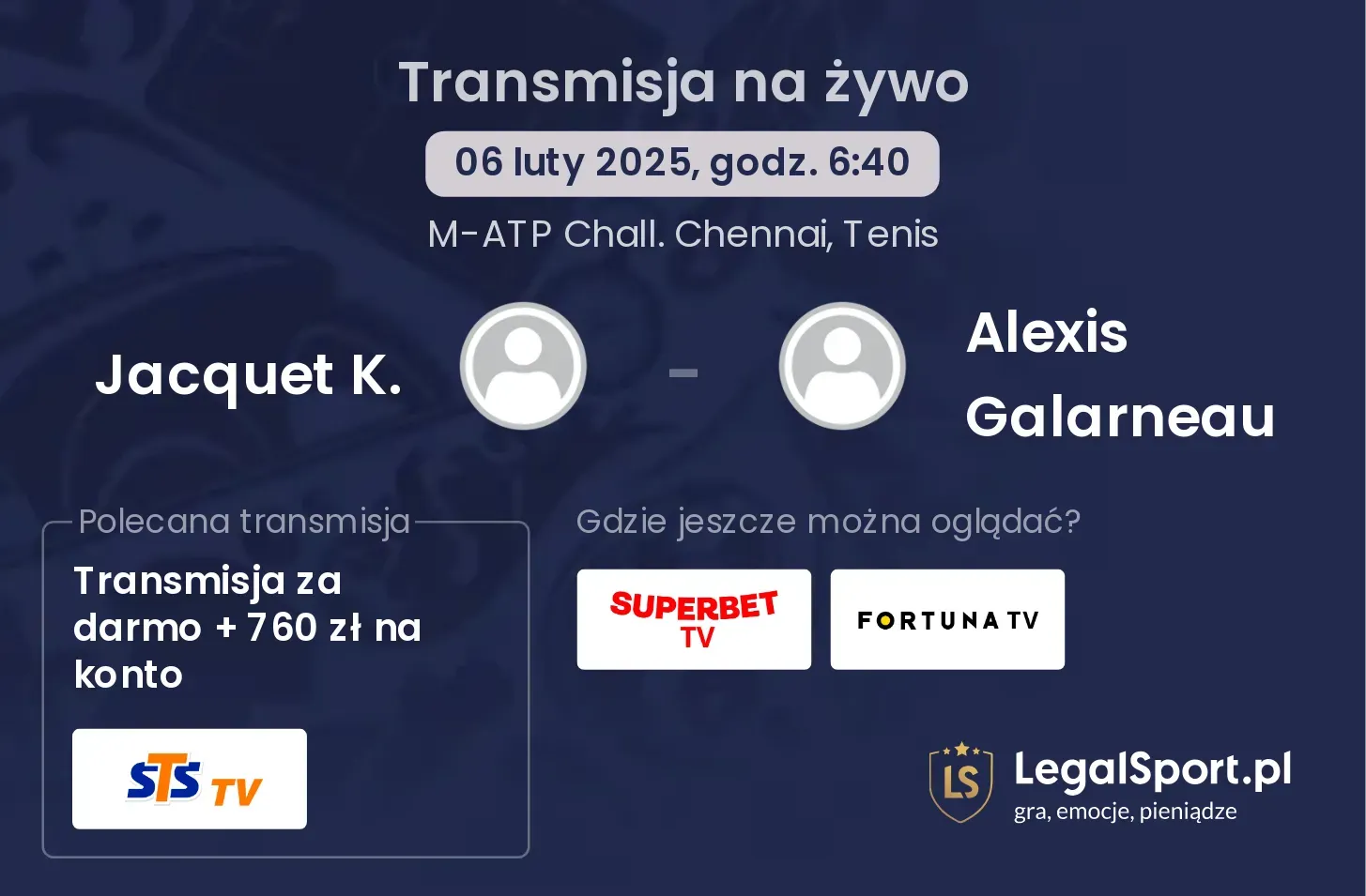 Jacquet K. - Alexis Galarneau transmisja na żywo