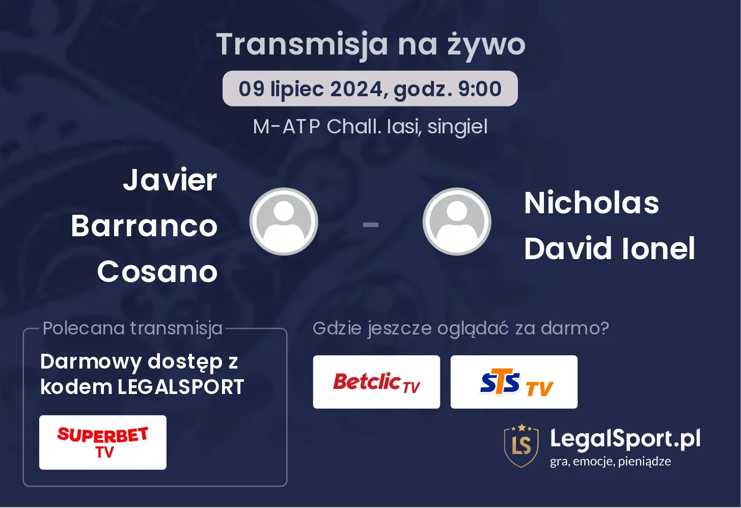 Javier Barranco Cosano - Nicholas David Ionel transmisja na żywo