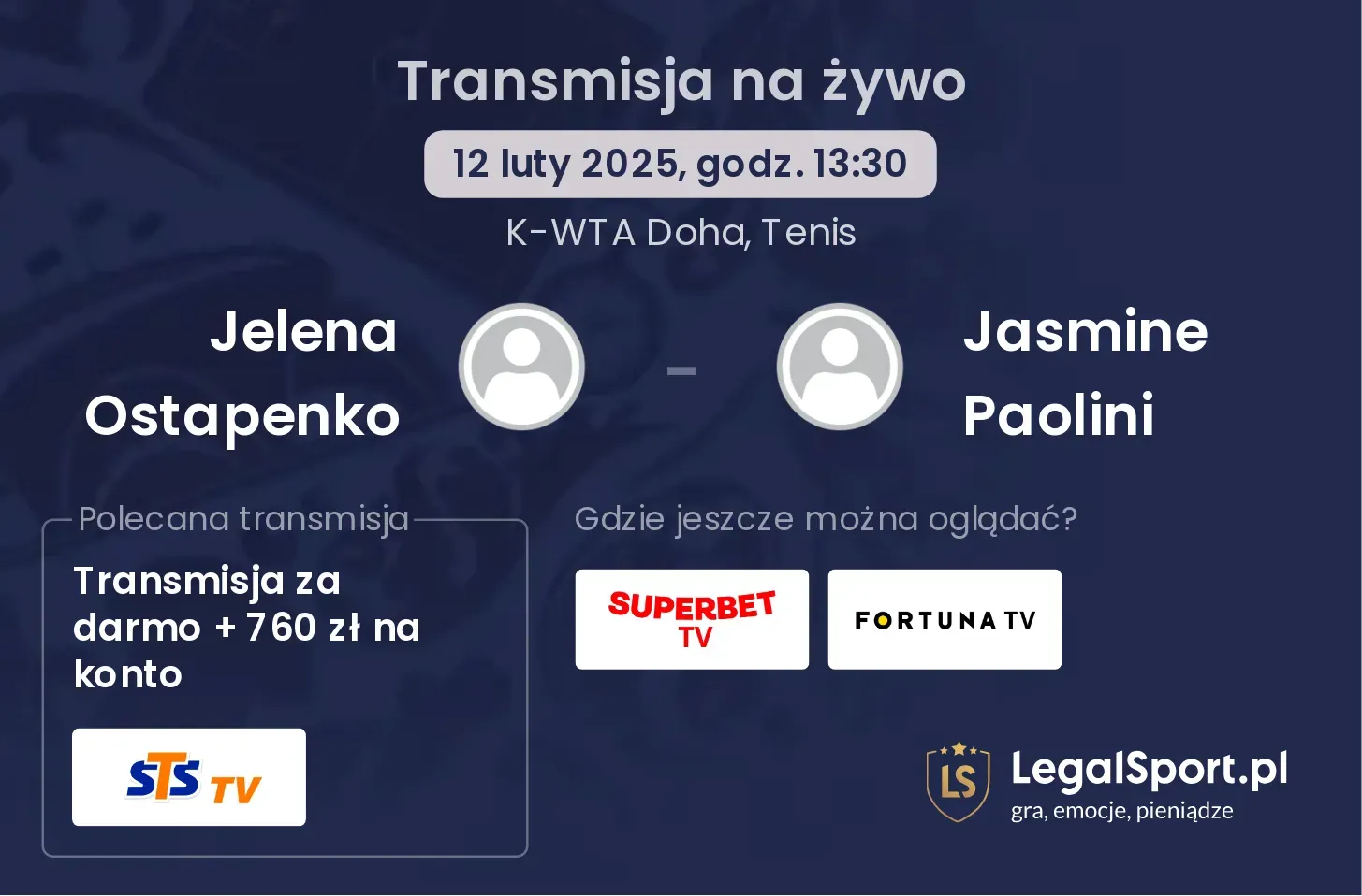 Jelena Ostapenko - Jasmine Paolini transmisja na żywo