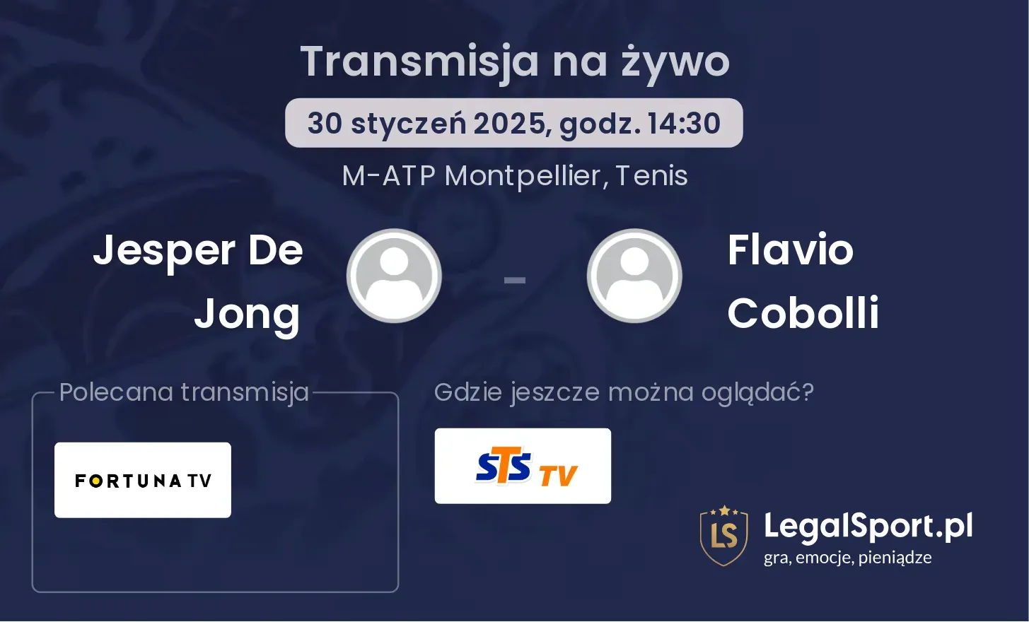 Jesper De Jong - Flavio Cobolli transmisja na żywo