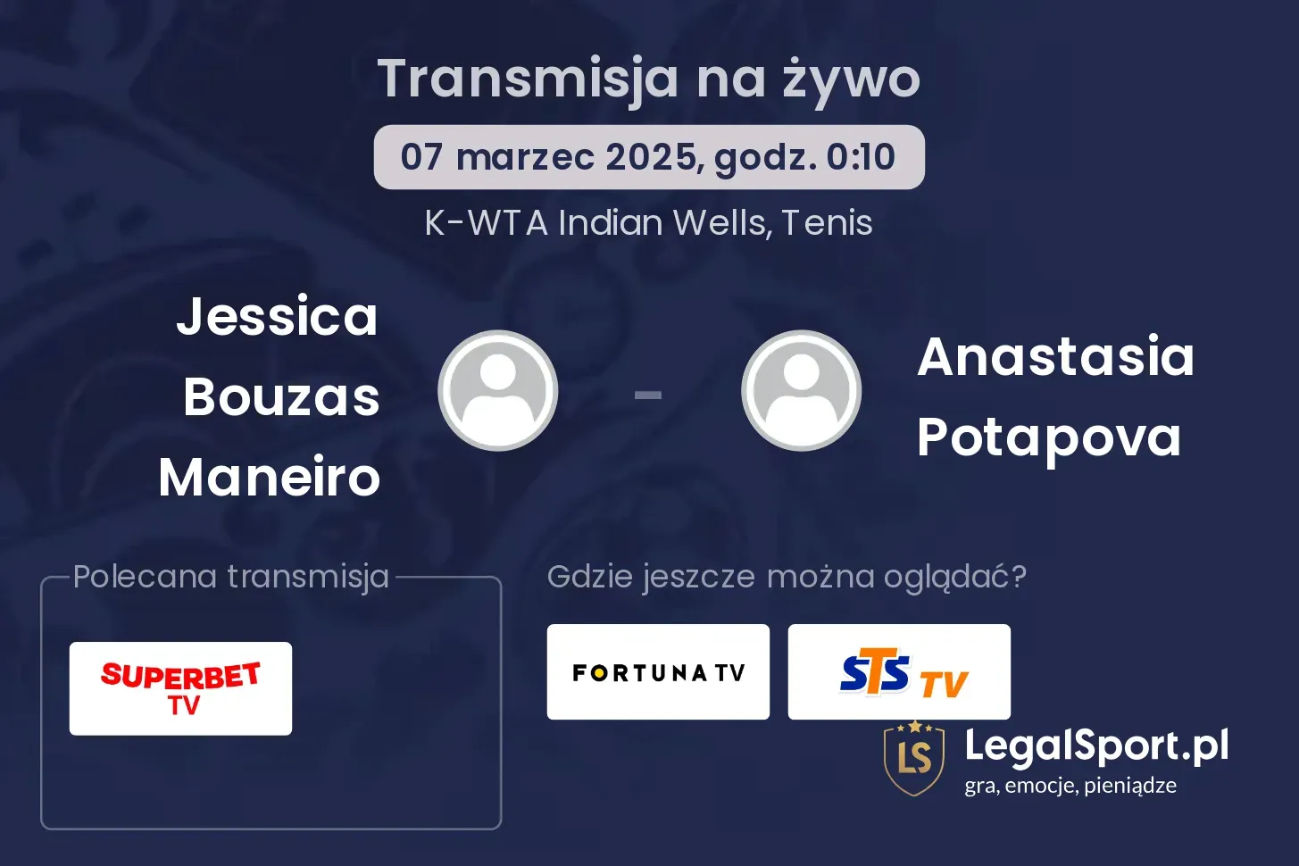 Jessica Bouzas Maneiro - Anastasia Potapova transmisja na żywo