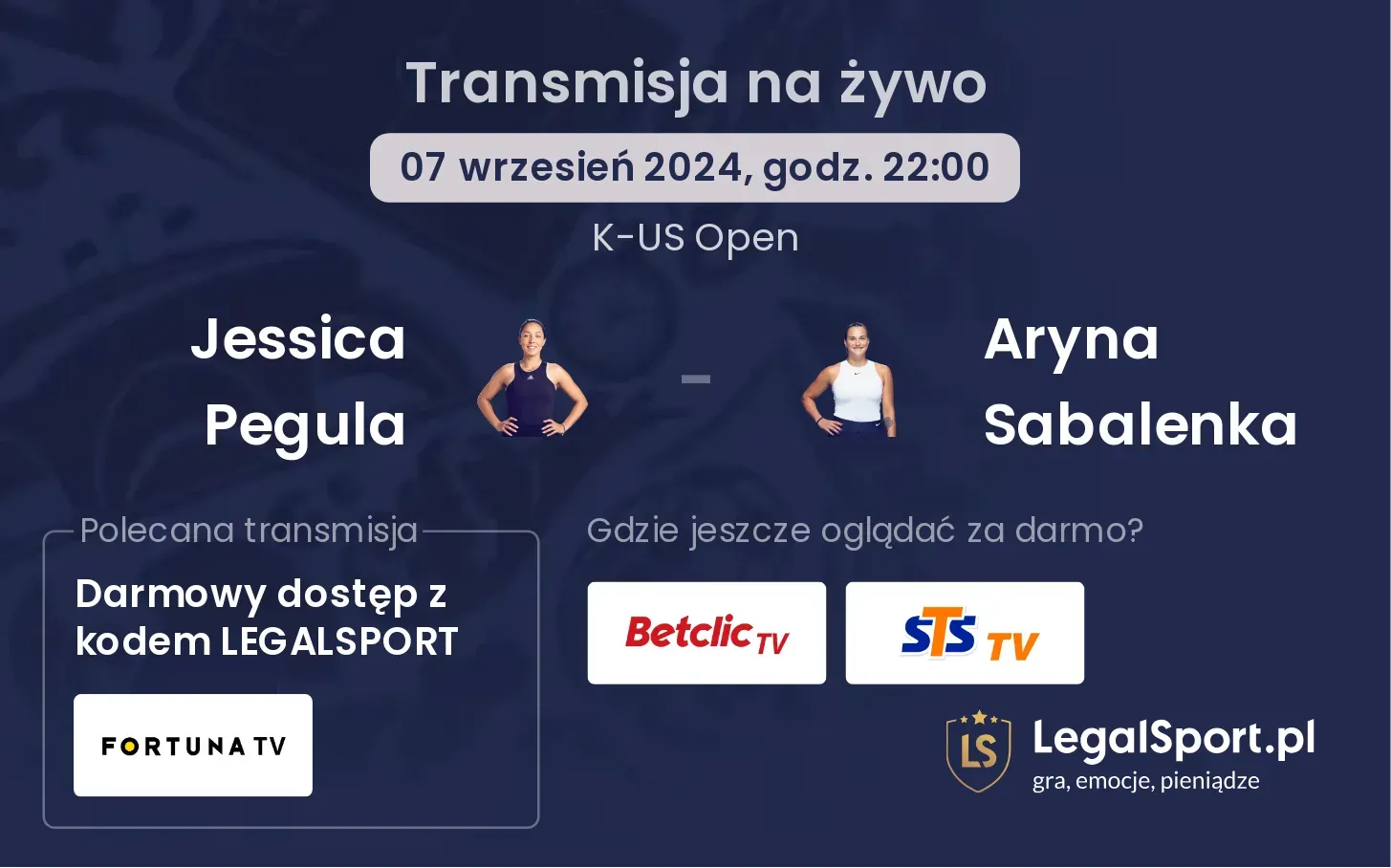 Jessica Pegula - Aryna Sabalenka gdzie oglądać? 07.09, godz. 22:00