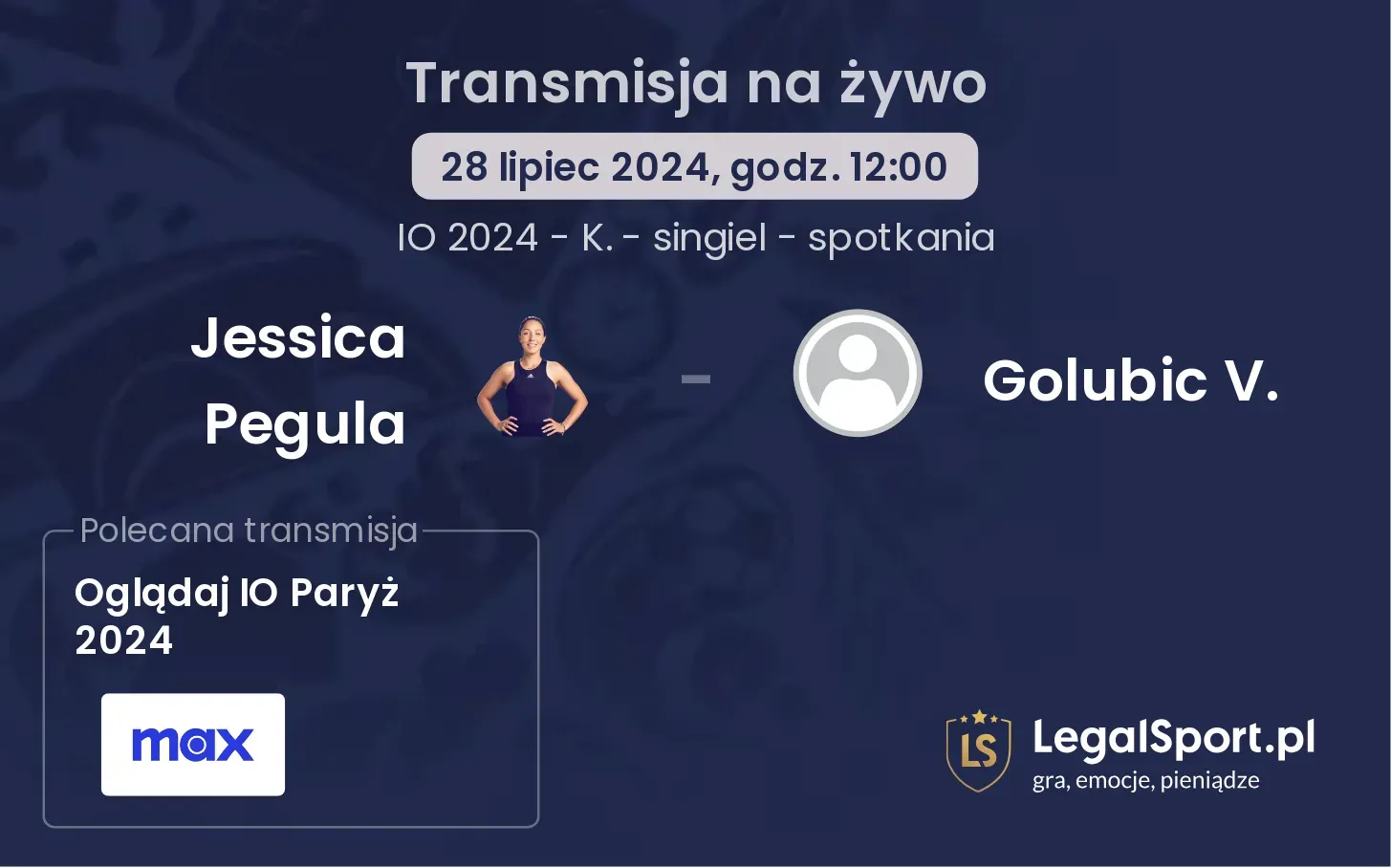 Jessica Pegula - Golubic V. transmisja na żywo