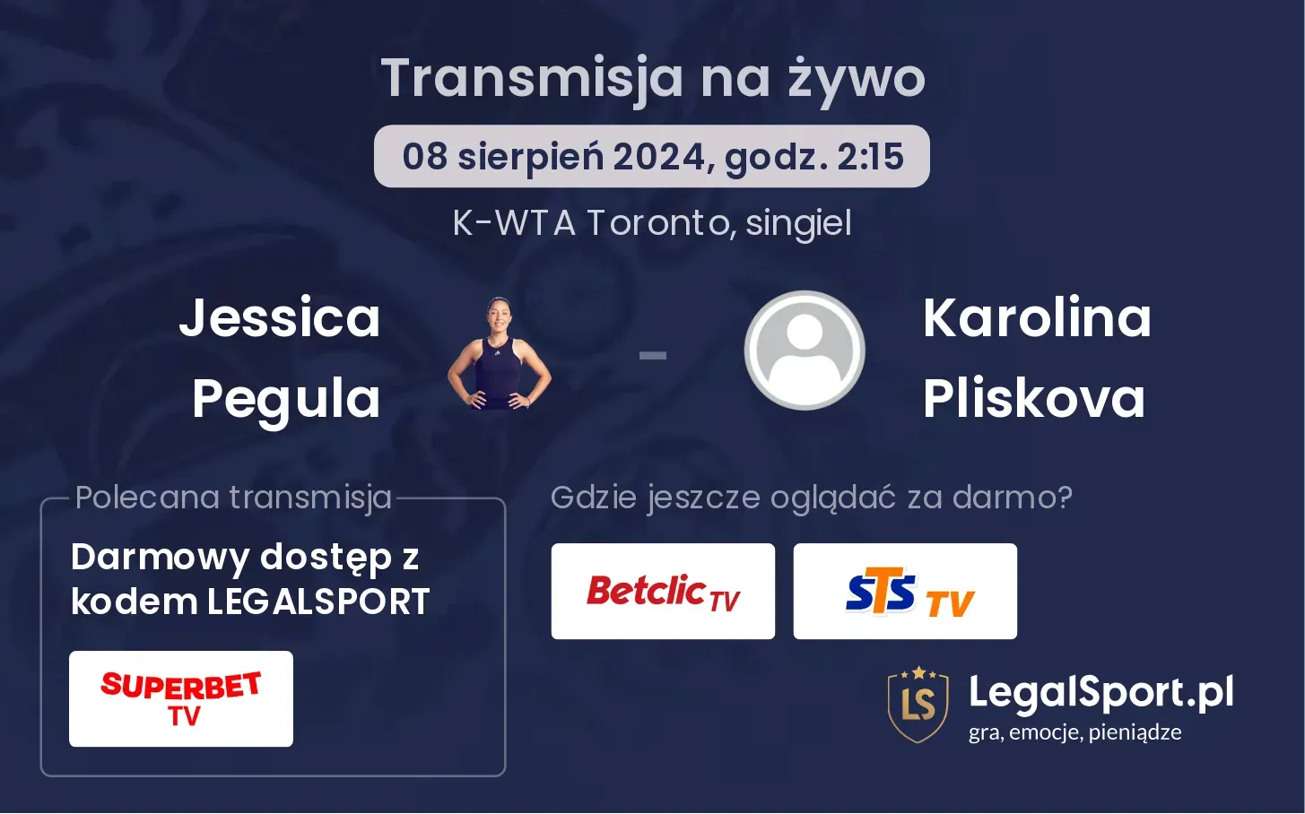 Jessica Pegula - Karolina Pliskova transmisja na żywo