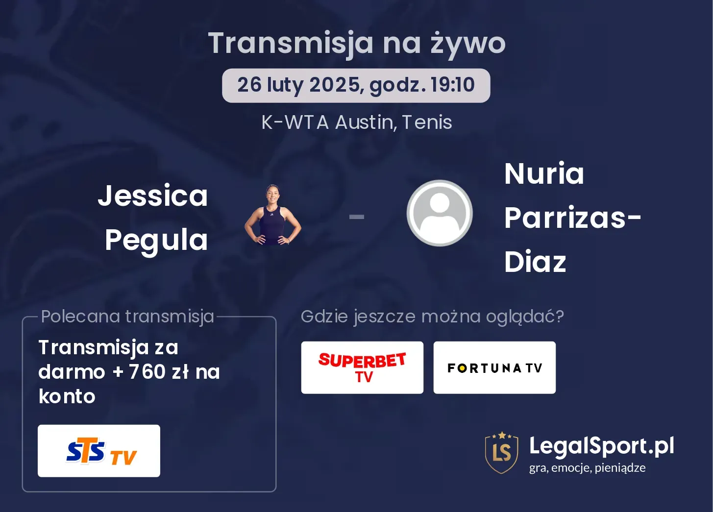 Jessica Pegula - Nuria Parrizas-Diaz transmisja na żywo