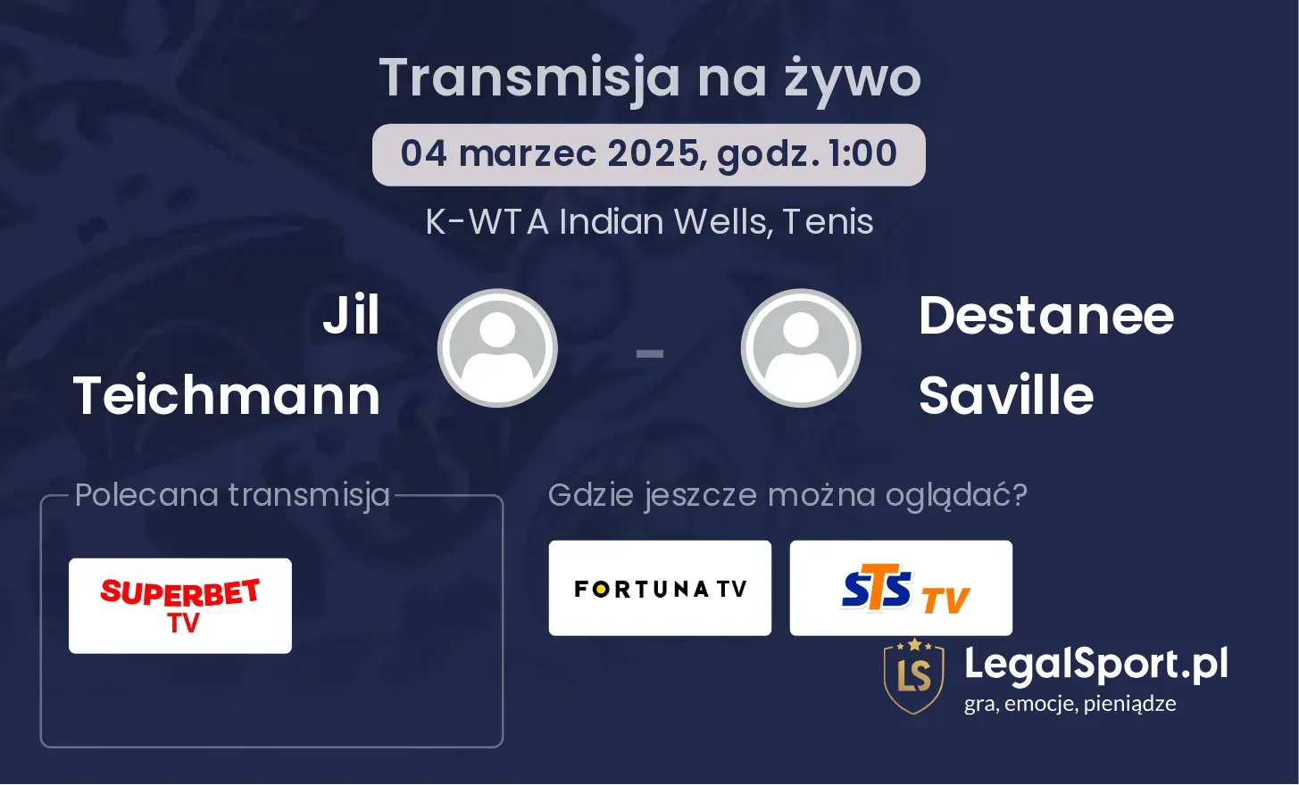 Jil Teichmann - Destanee Saville transmisja na żywo