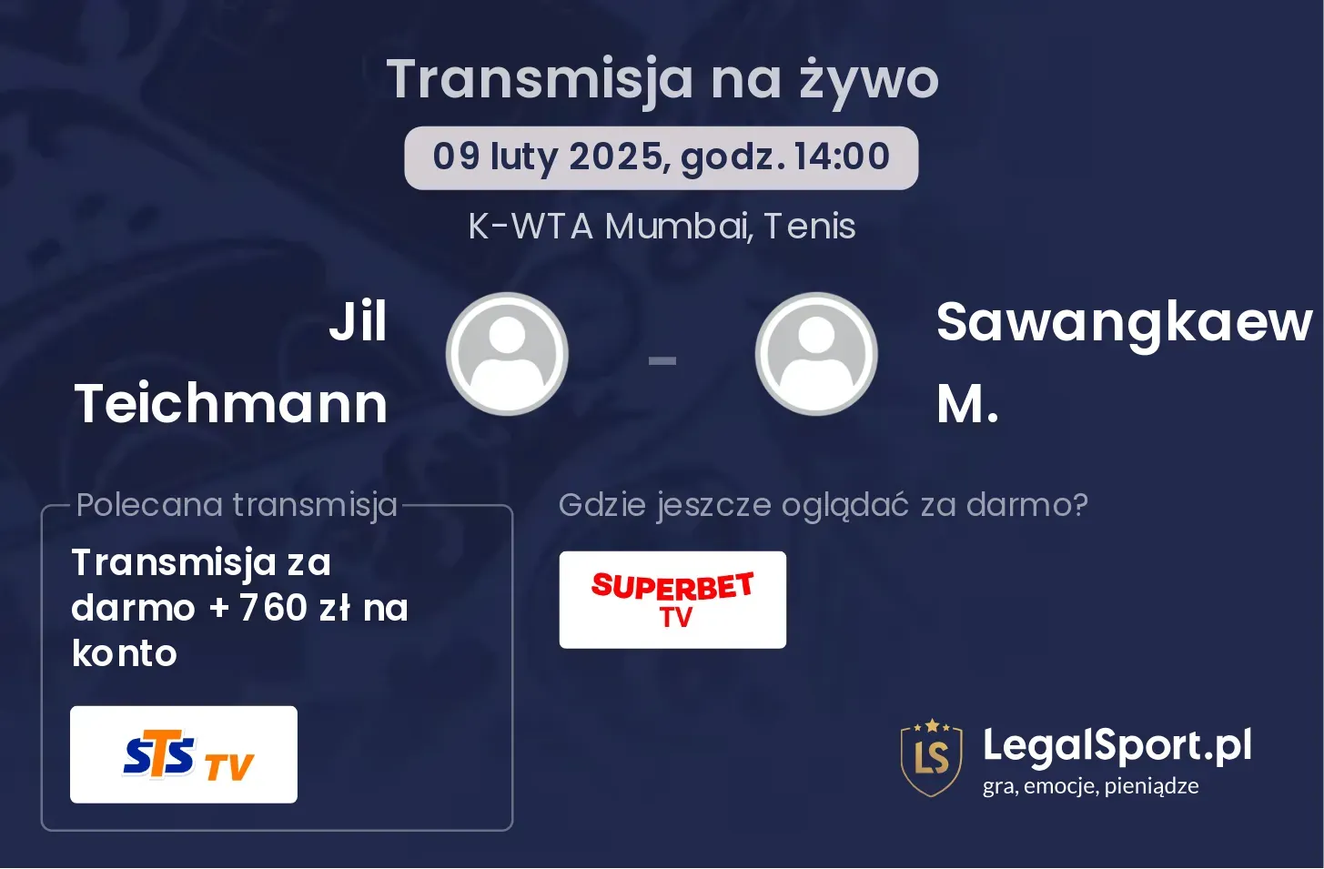 Jil Teichmann - Sawangkaew M. transmisja na żywo